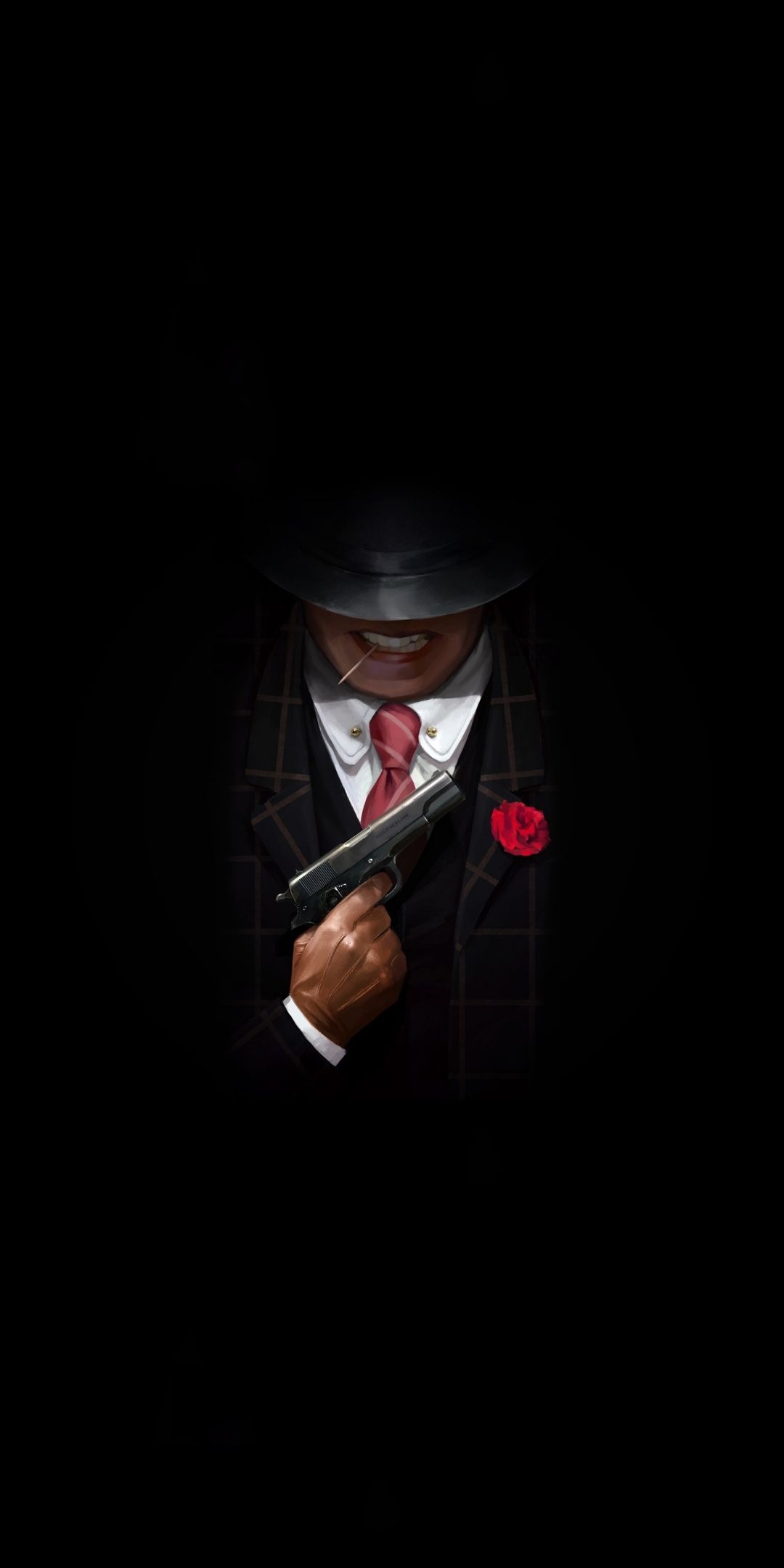 Uomo mafioso con pistola, 1080x2160 Verticale, Telefono