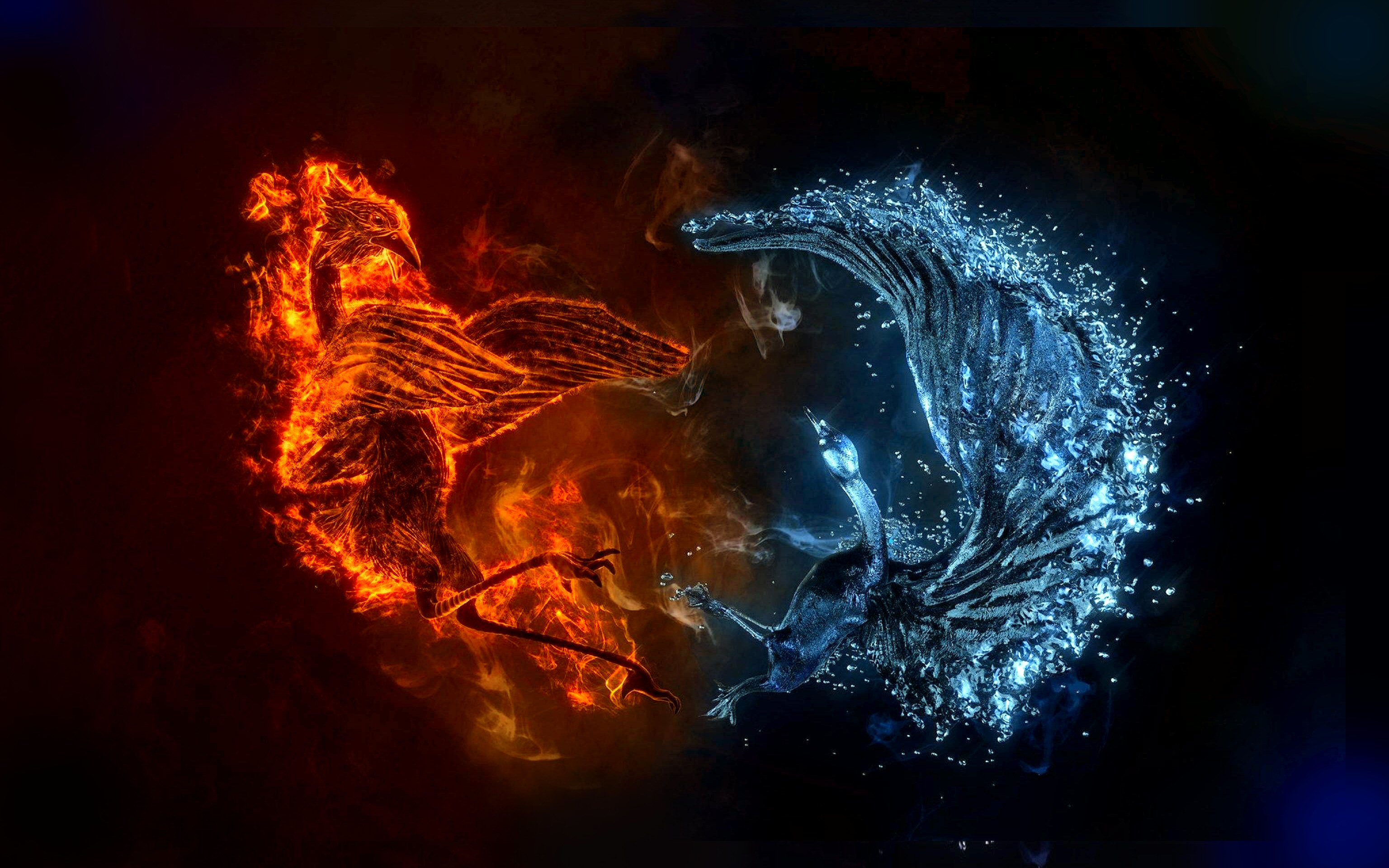 Draghi di fuoco e ghiaccio, 3072x1920 2K, Laptop