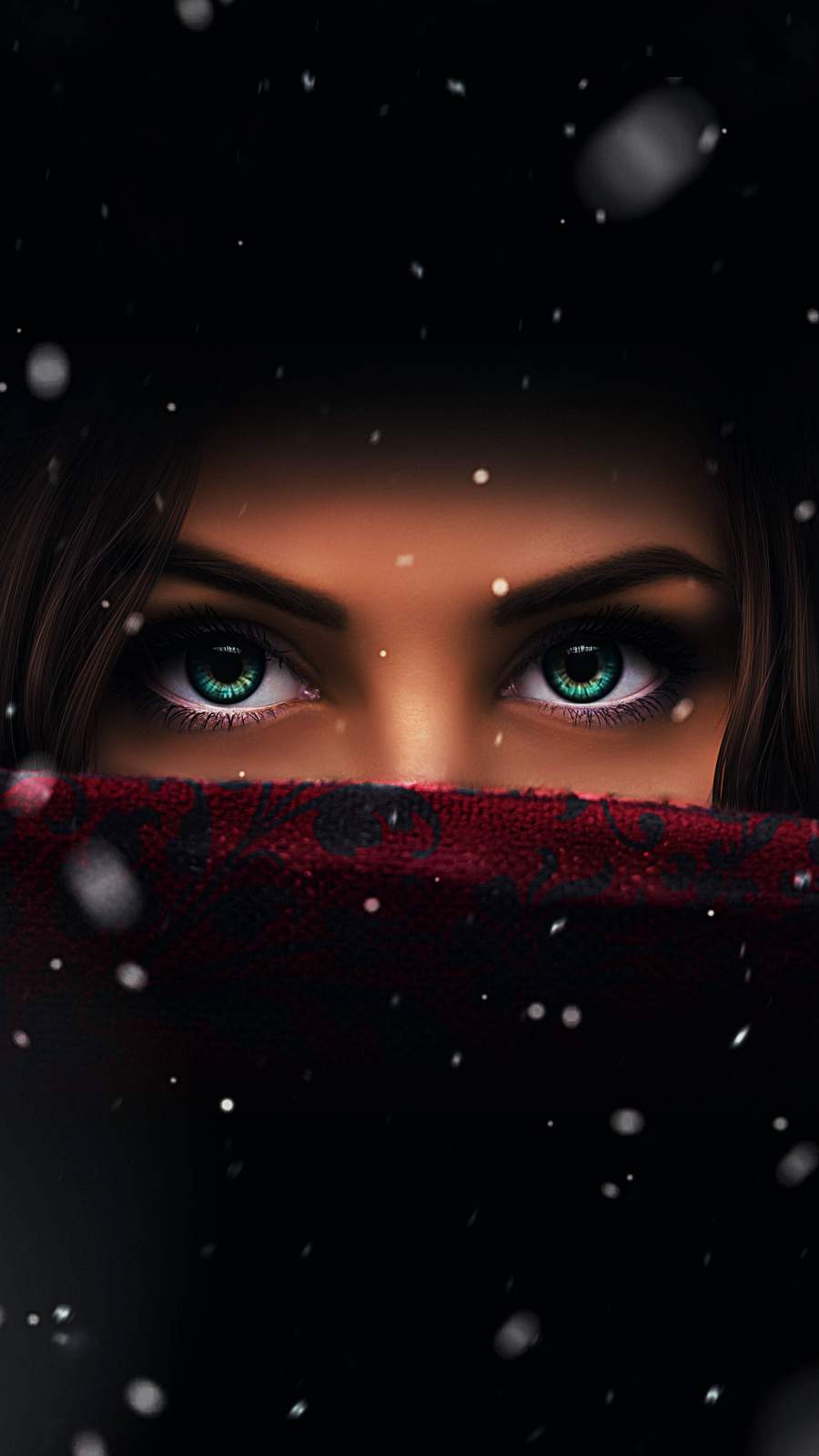 Occhi verdi magici nella neve, 900x1600 Full HD Verticale, Smartphone