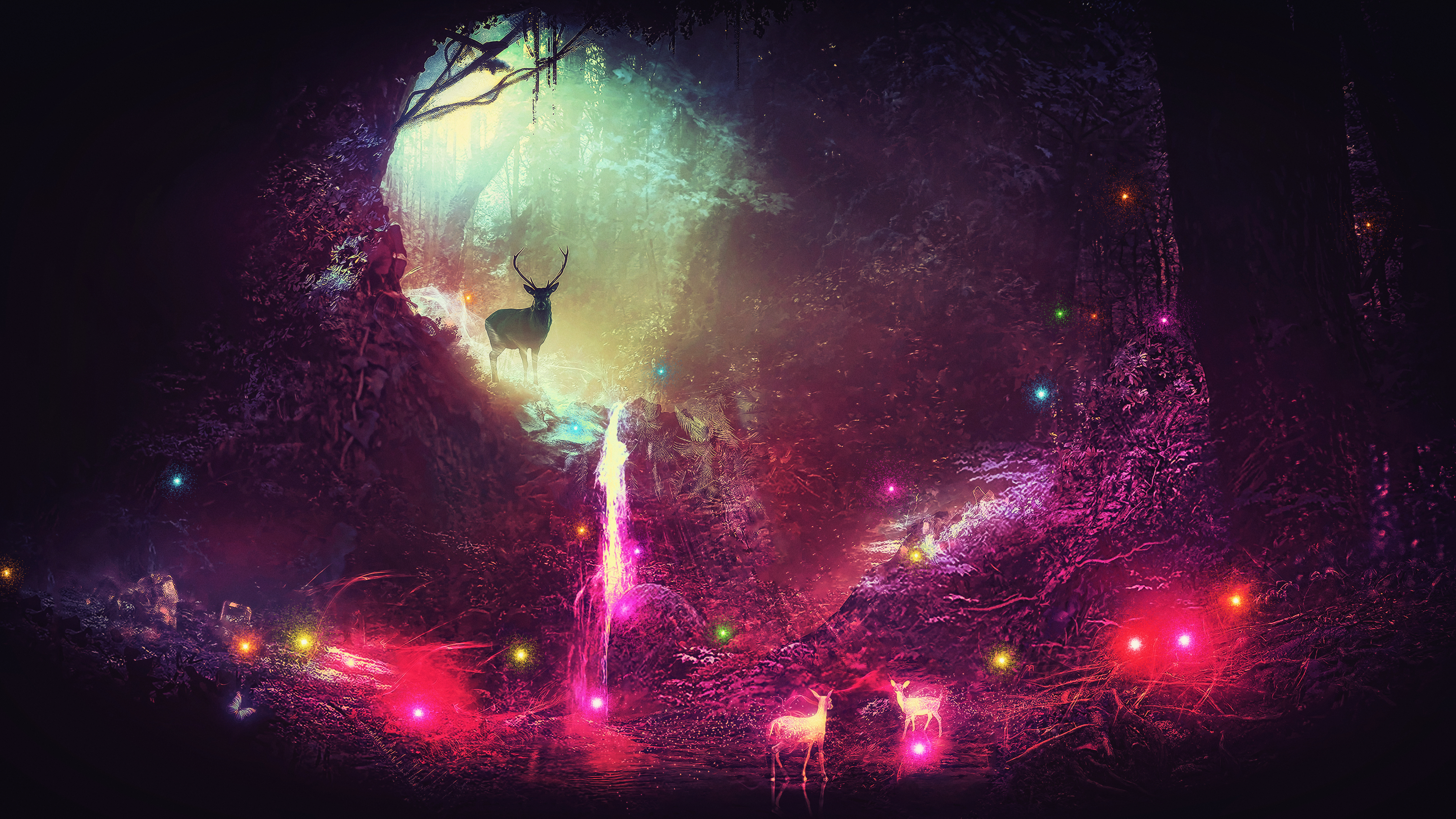 Cervo magico nella foresta incantata, 3840x2160 4K Ultra HD, Monitor 4K