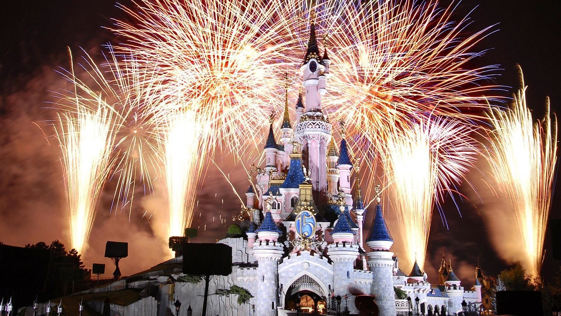 Castello Disney con fuochi d'artificio, 1920x1080 1080p, PC Desktop