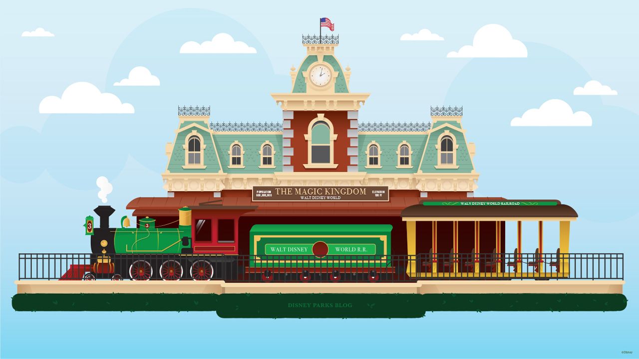 Stazione ferroviaria Disney illustrata, 1280x720 720p, Laptop