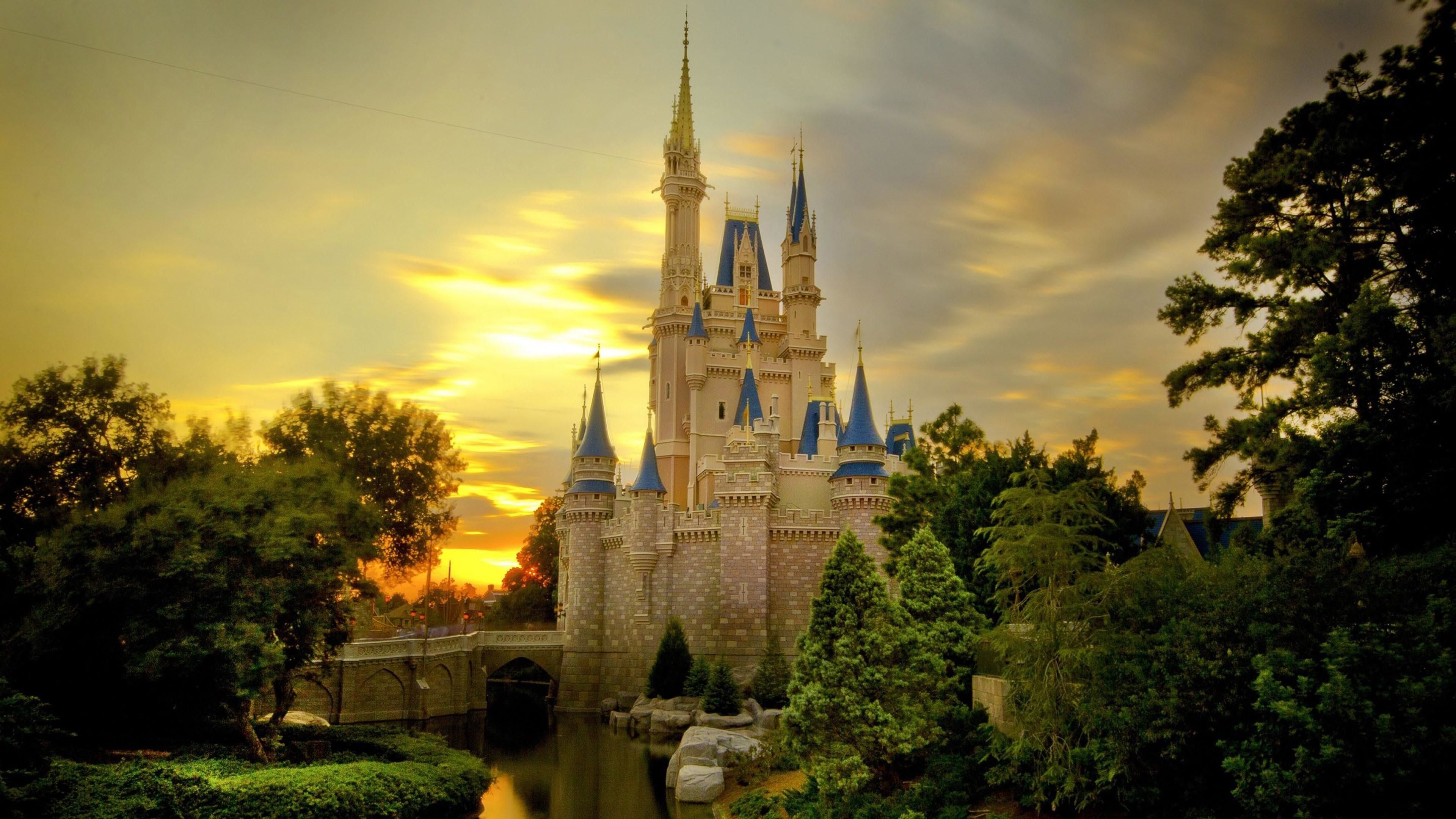 Castello Disney al tramonto, 3840x2160 4K Ultra HD, Monitor 4K