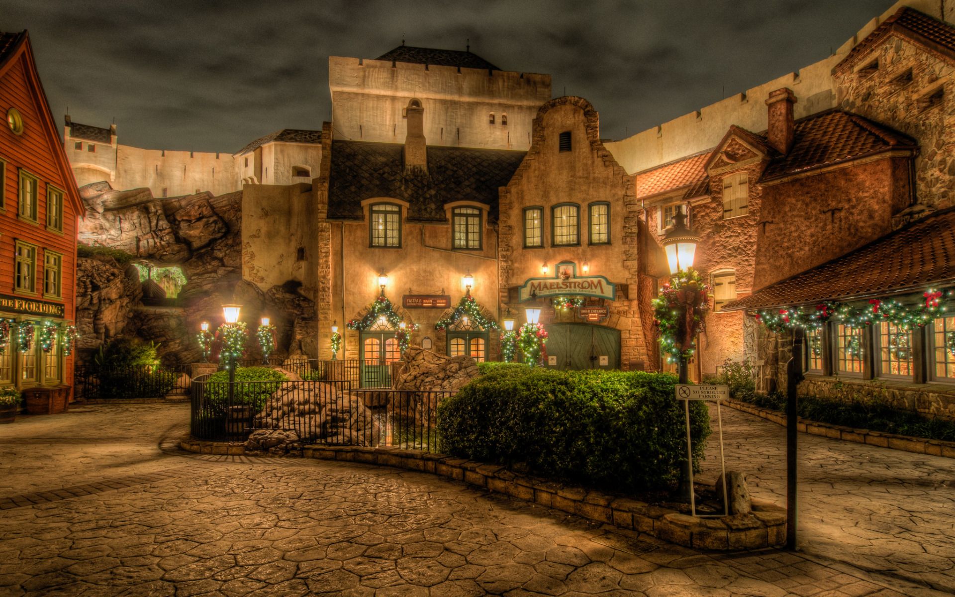 Villaggio europeo notturno illuminato, 1920x1200 WUXGA, iMac