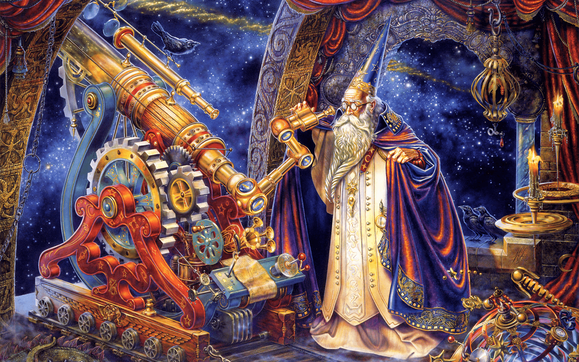 Mago con telescopio fantasy, 1920x1200 WUXGA, PC Desktop
