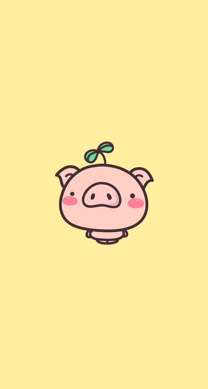 Maialino kawaii sfondo giallo, 684x1280 Verticale, Mobile