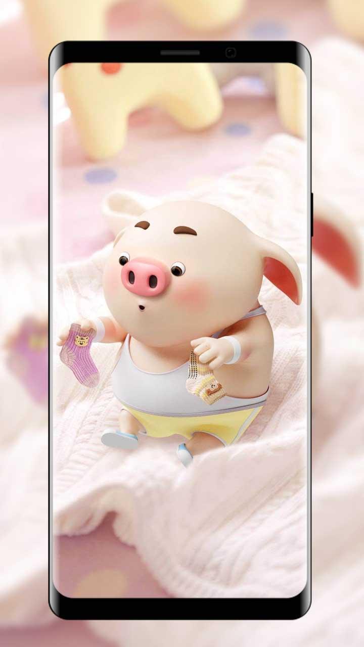 Maialino kawaii sfondo turchese, 720x1280 Verticale, Mobile