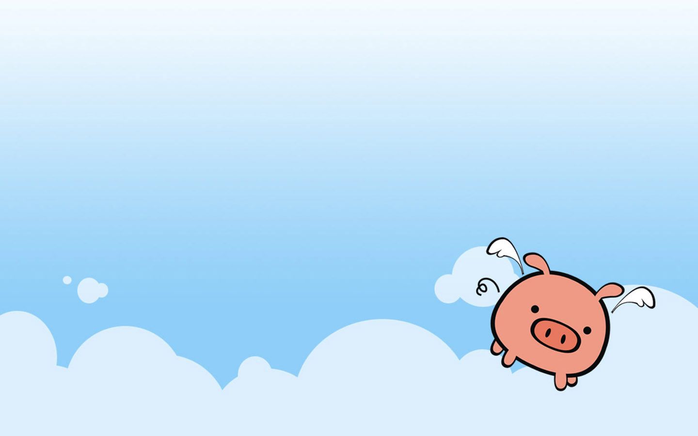 Maialino kawaii con ali nuvole, 1440x900 HD, Desktop