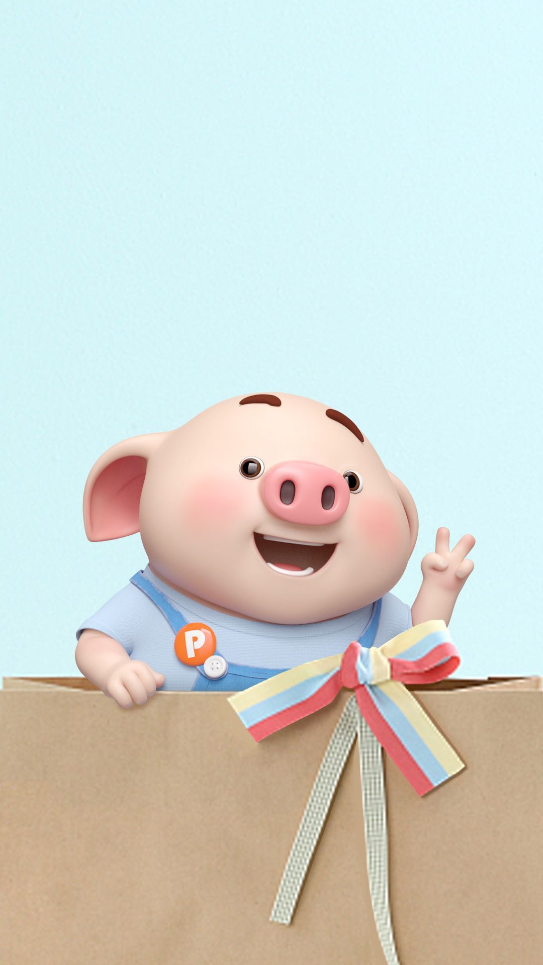 Maialino kawaii rosa 3D, 1080x1920 Verticale, Mobile