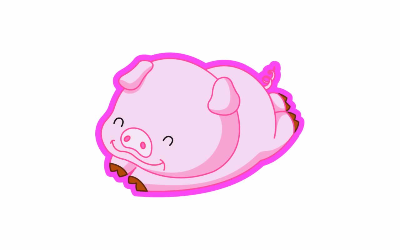 Maiale kawaii con cuore, 1080x1920 Verticale, Mobile