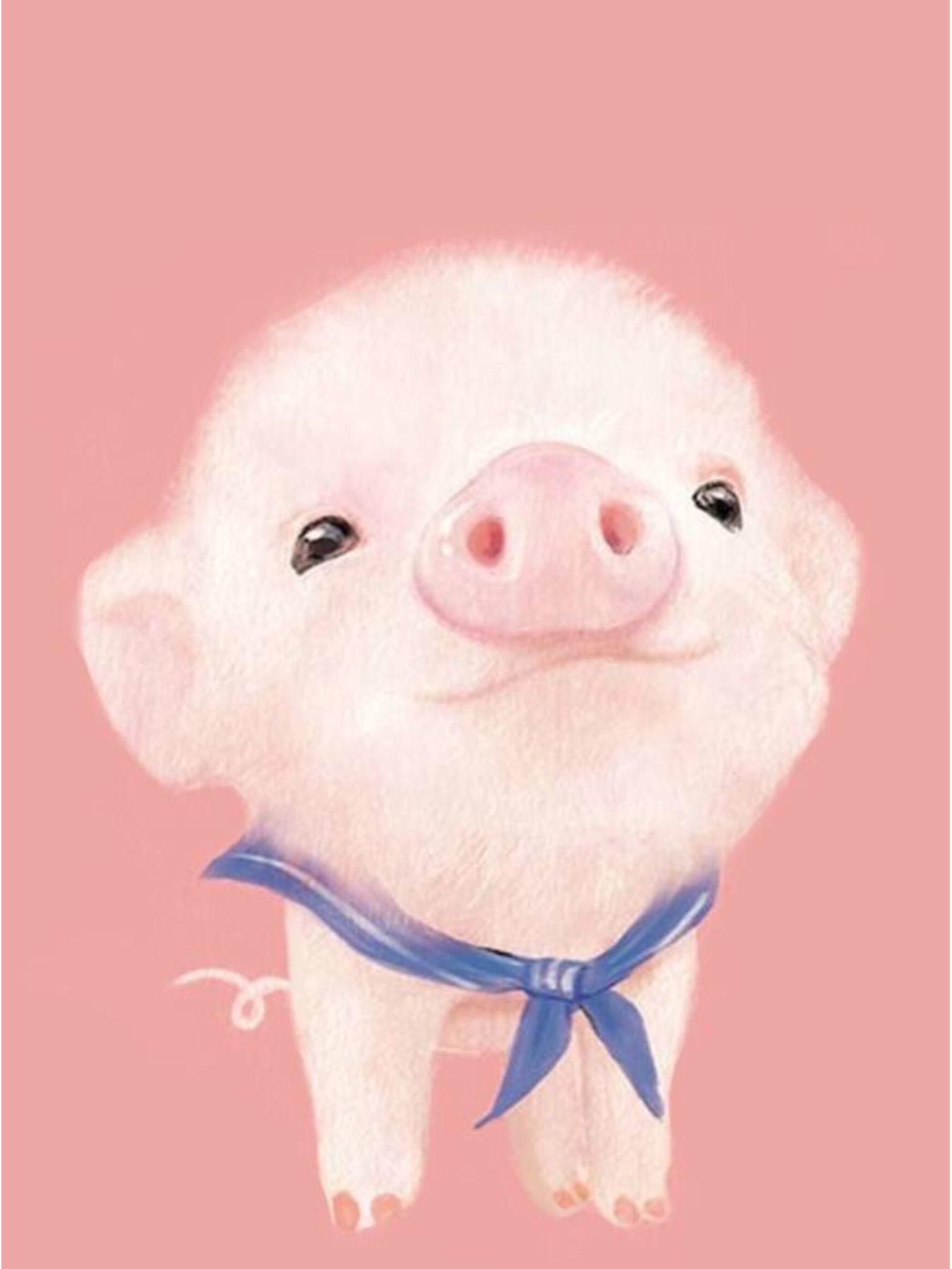 Maialino kawaii rosa con fiocco, 1536x2048 Verticale, Telefono