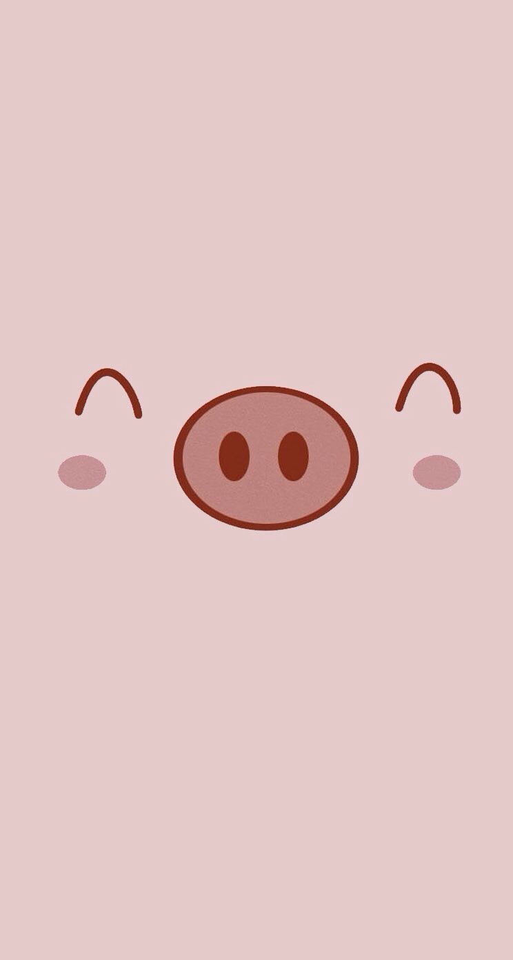 Maiale kawaii rosa minimalista, 744x1392 Verticale, Mobile