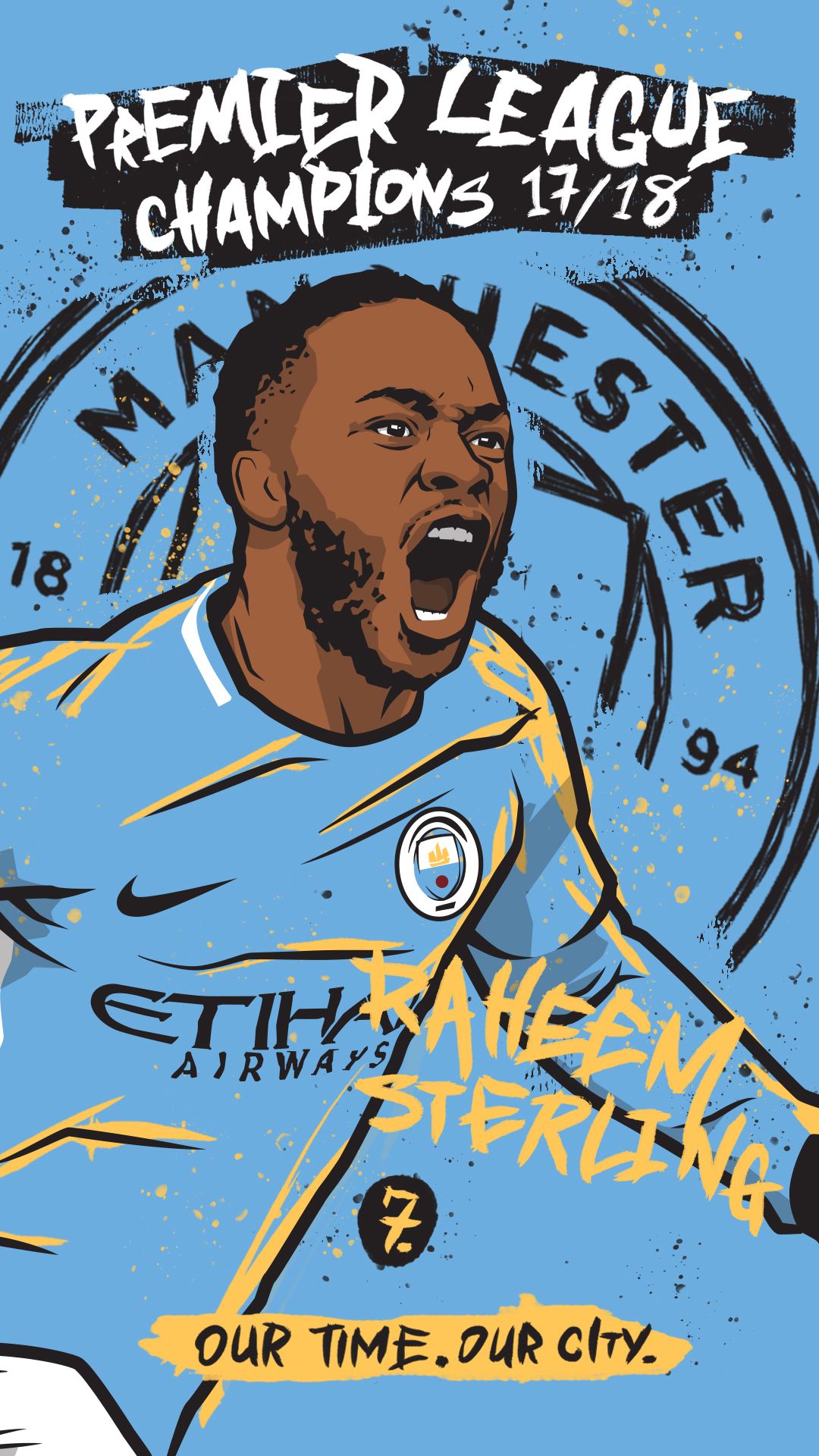 Raheem Sterling Manchester City, 1080x1920 Verticale, Mobile