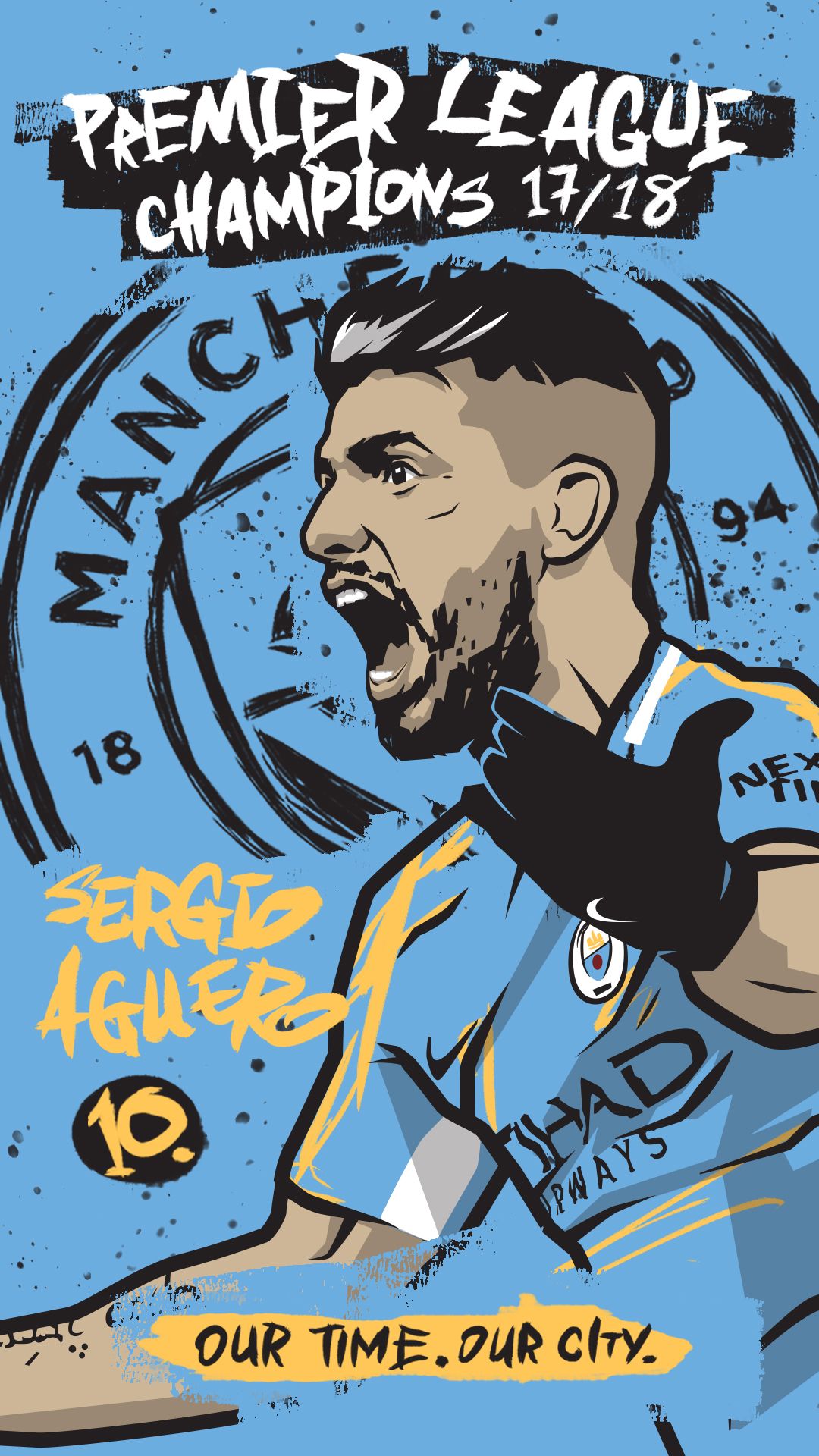 Sergio Aguero Manchester City, 1080x1920 Full HD Verticale, Smartphone