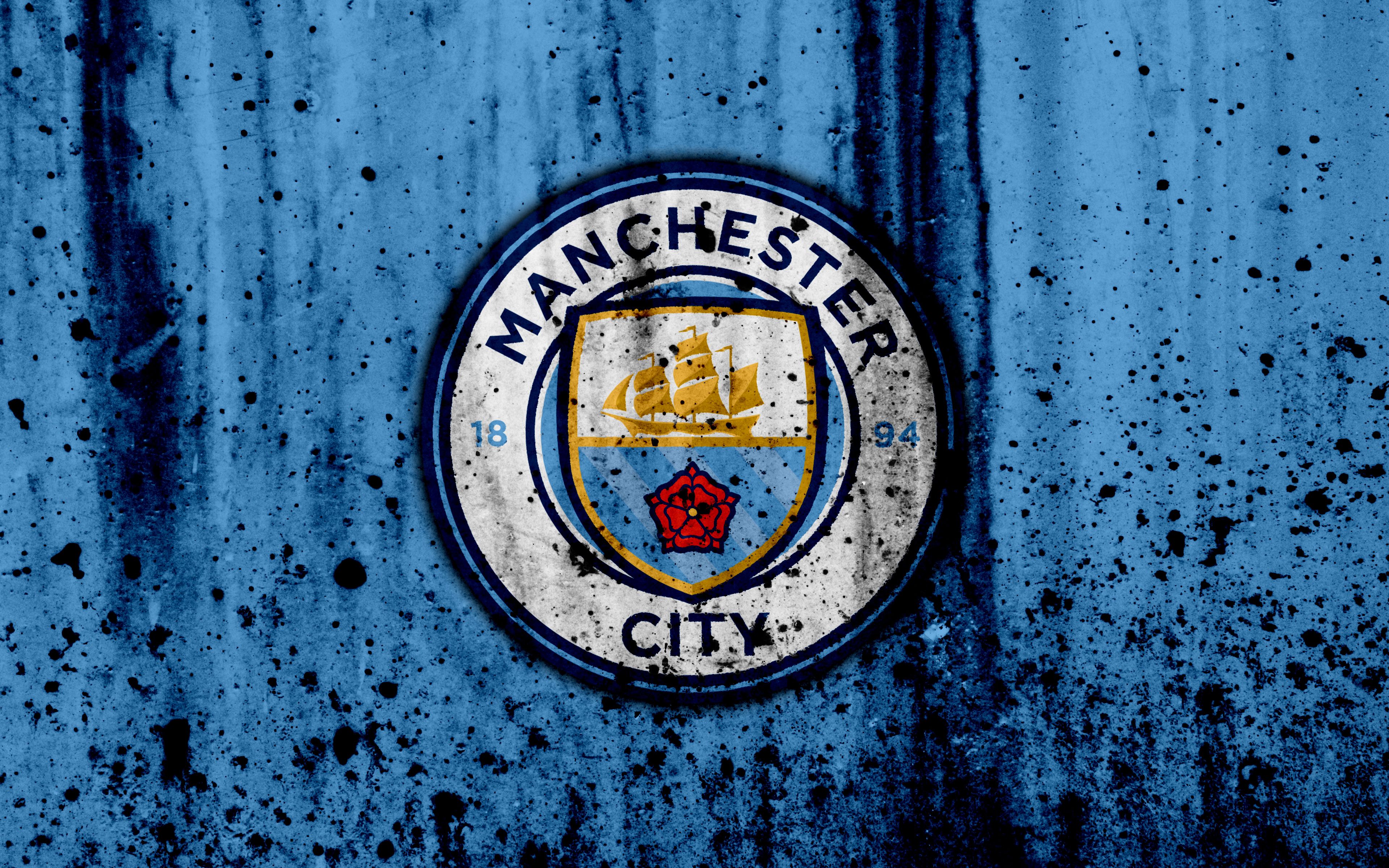 Logo Manchester City FC, 3840x2400 UHD, Monitor 4K