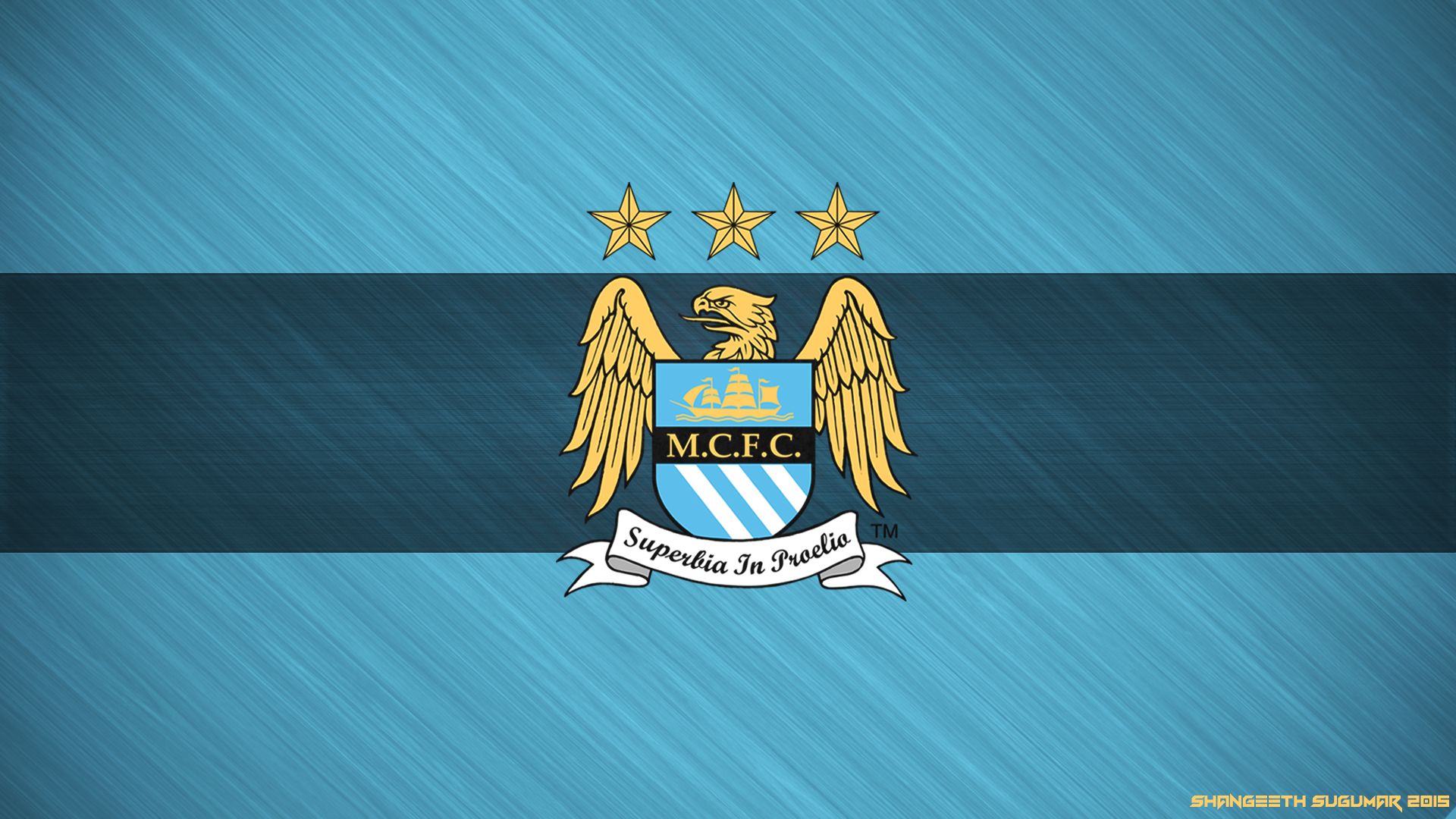 Logo Manchester City FC dorato, 1600x900 HD Ready, Laptop