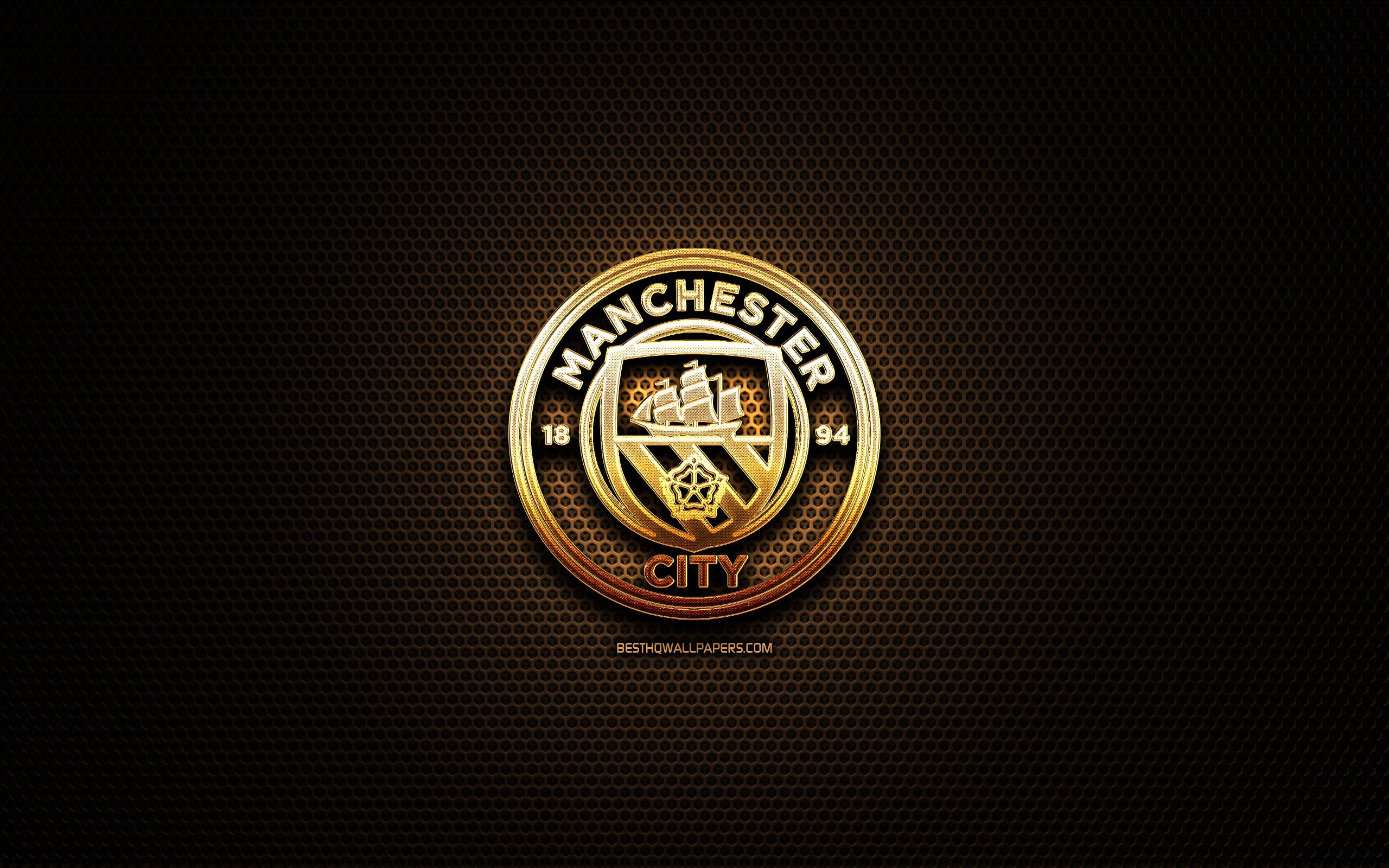Logo Manchester City dorato, 2560x1600 2K, Desktop