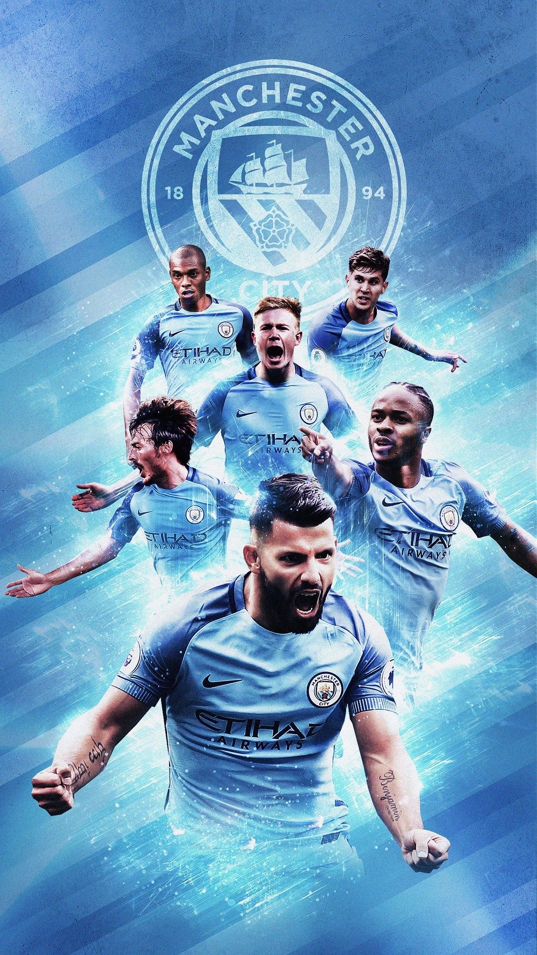 Giocatori Manchester City FC, 1080x1920 Full HD Verticale, Smartphone