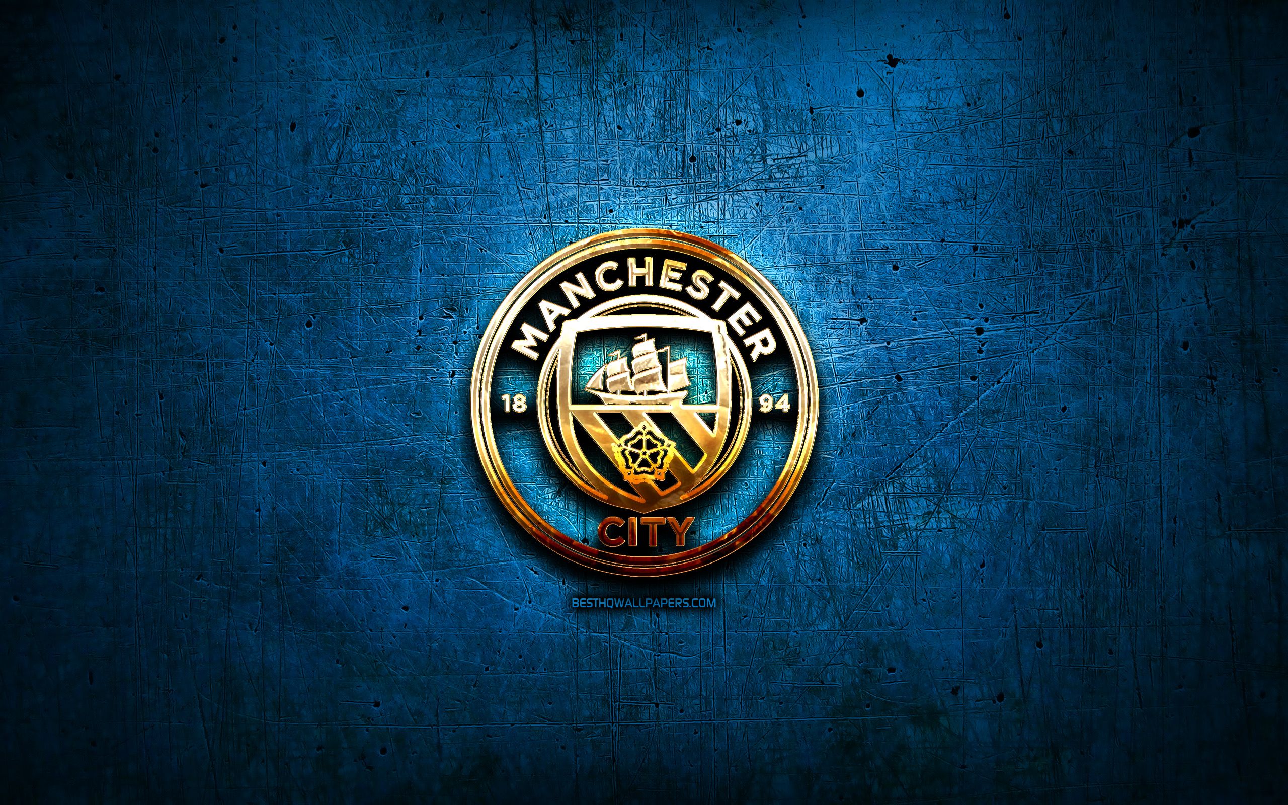 Logo Manchester City dorato, 2560x1600 2K, Desktop