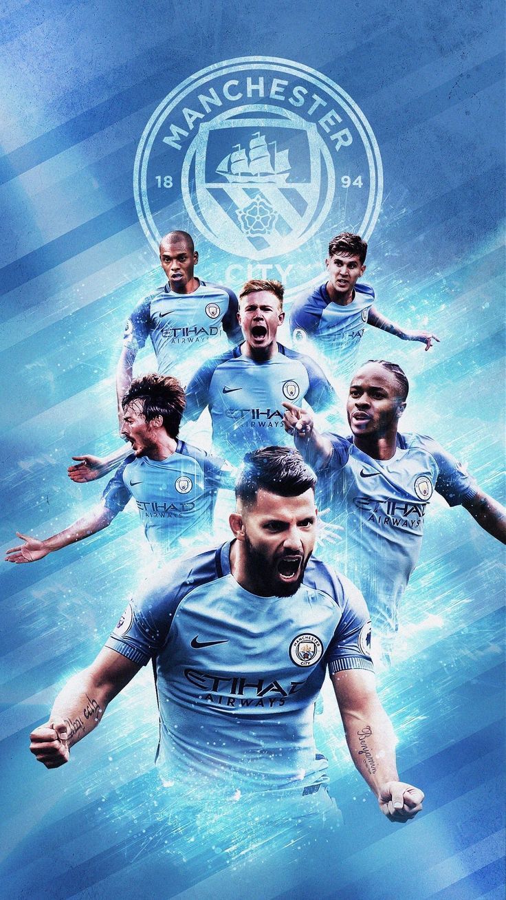 Giocatori Manchester City stemma blu, 736x1308 Full HD Verticale, iPhone