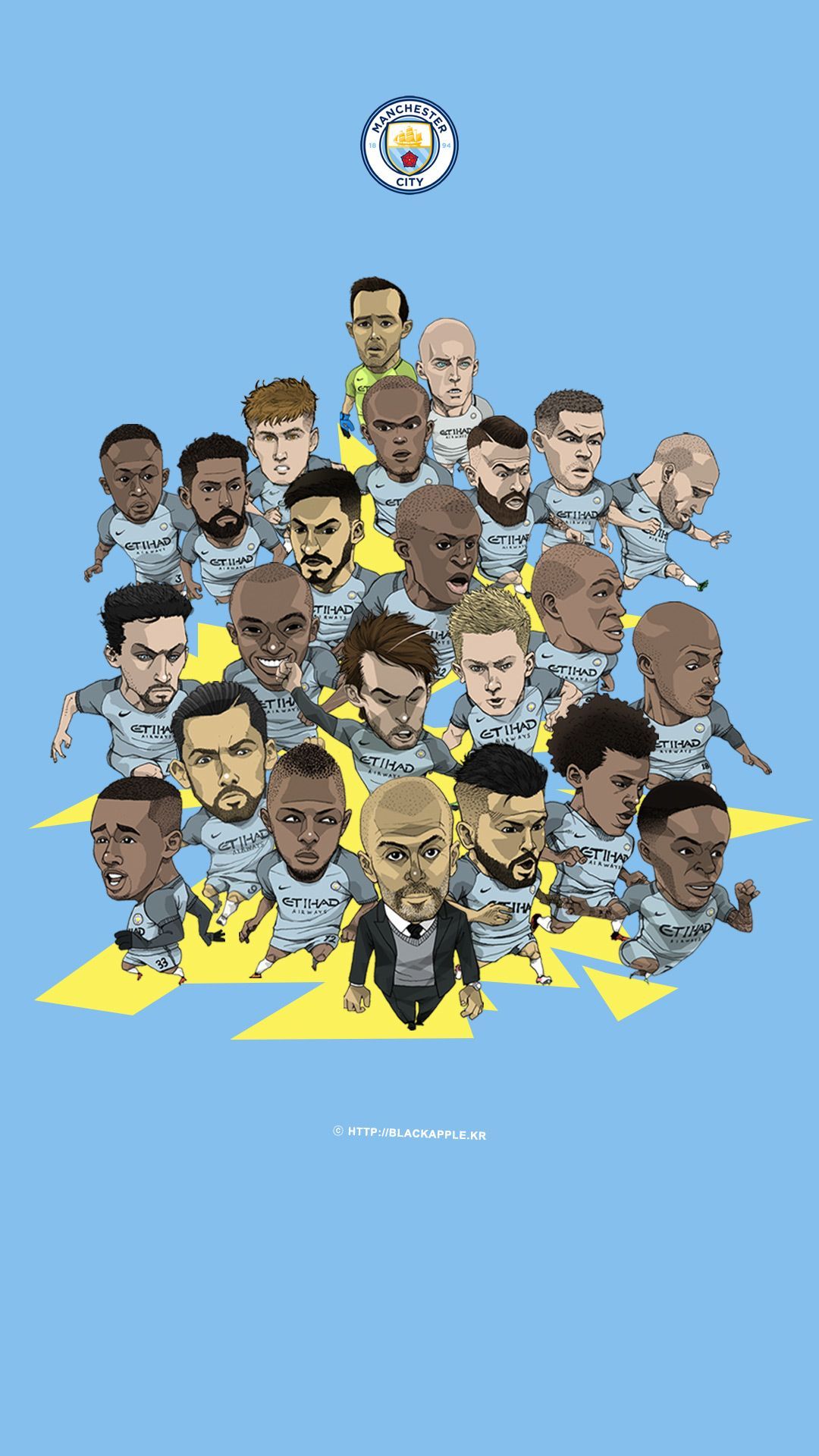 Manchester City fan art squadra, 1080x1920 Verticale, Mobile