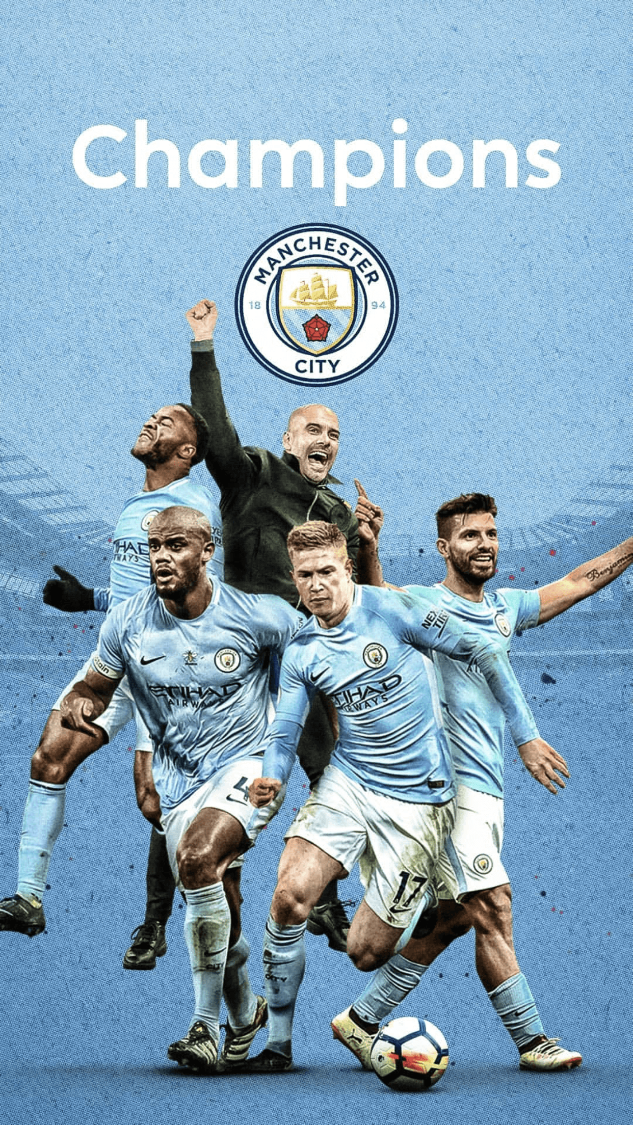Manchester City giocatori campioni, 1242x2208 Verticale, Telefono