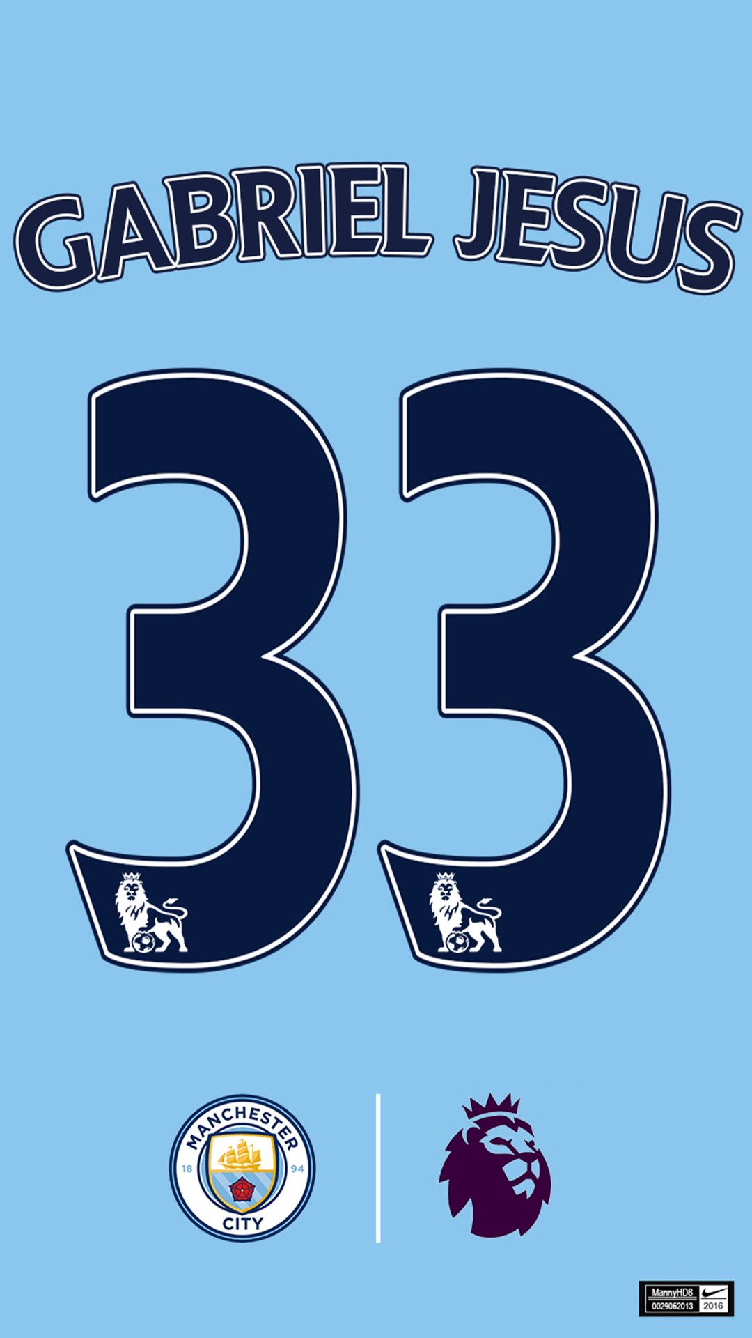 Maglia Manchester City Gabriel Jesus, 1080x1920 Full HD Verticale, Smartphone
