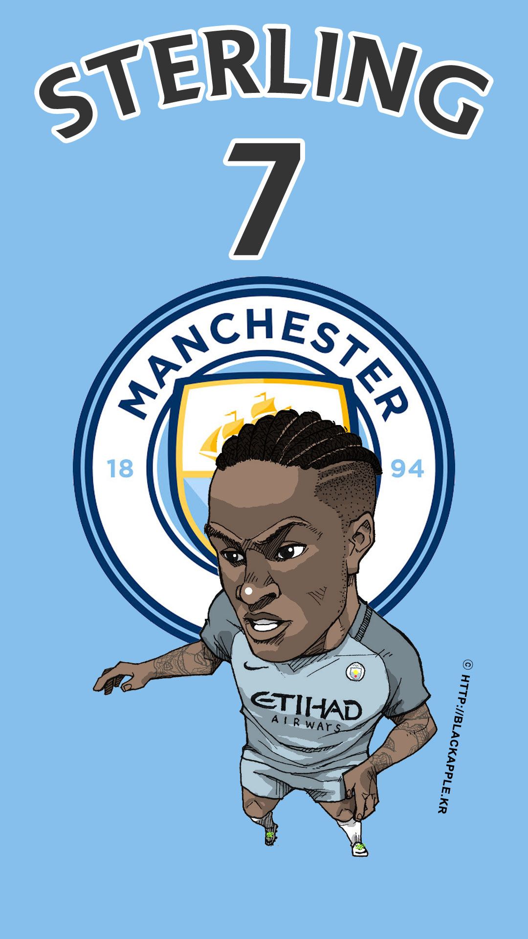 Sterling Manchester City cartoon, 1080x1920 Full HD Verticale, iPhone