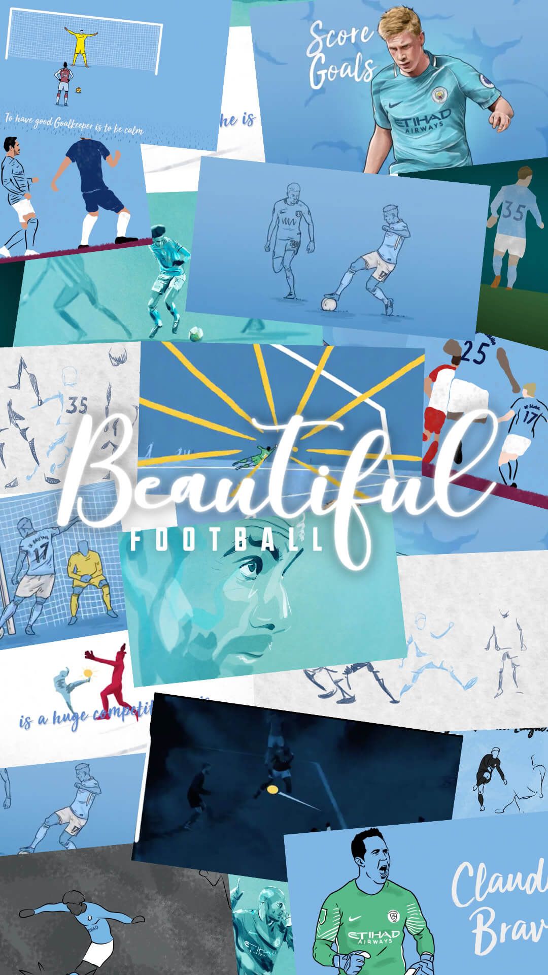 Collage illustrazioni Manchester City, 1080x1920 Full HD Verticale, Smartphone