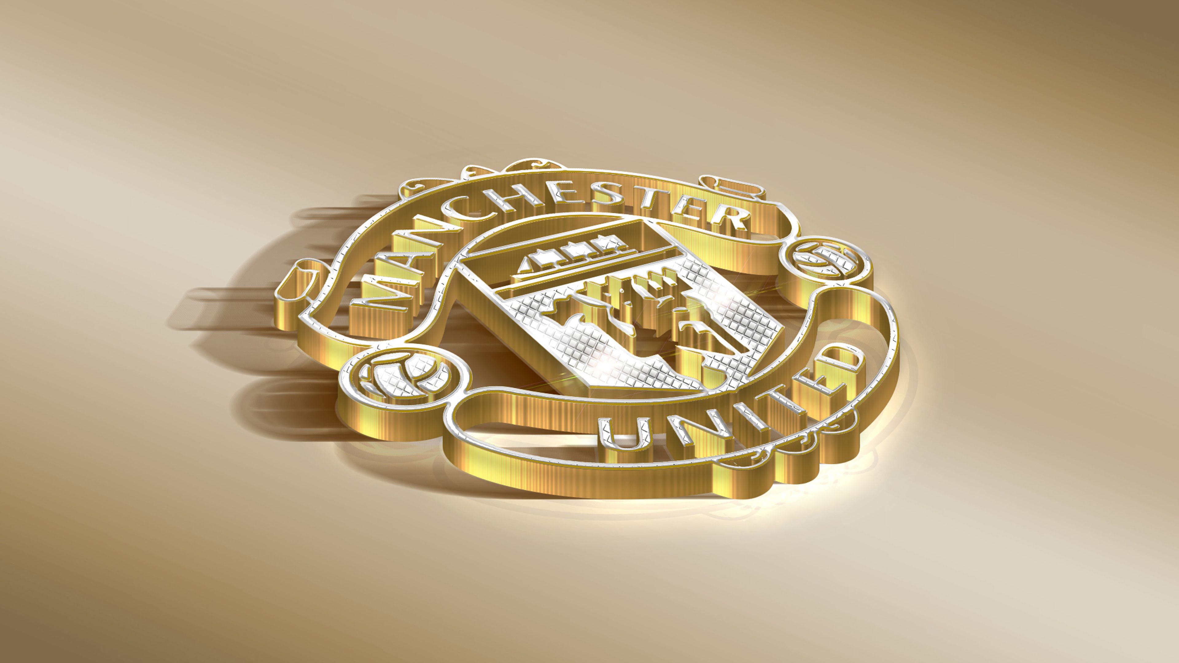 Logo dorato Manchester United, 3840x2160 4K, Desktop 4K