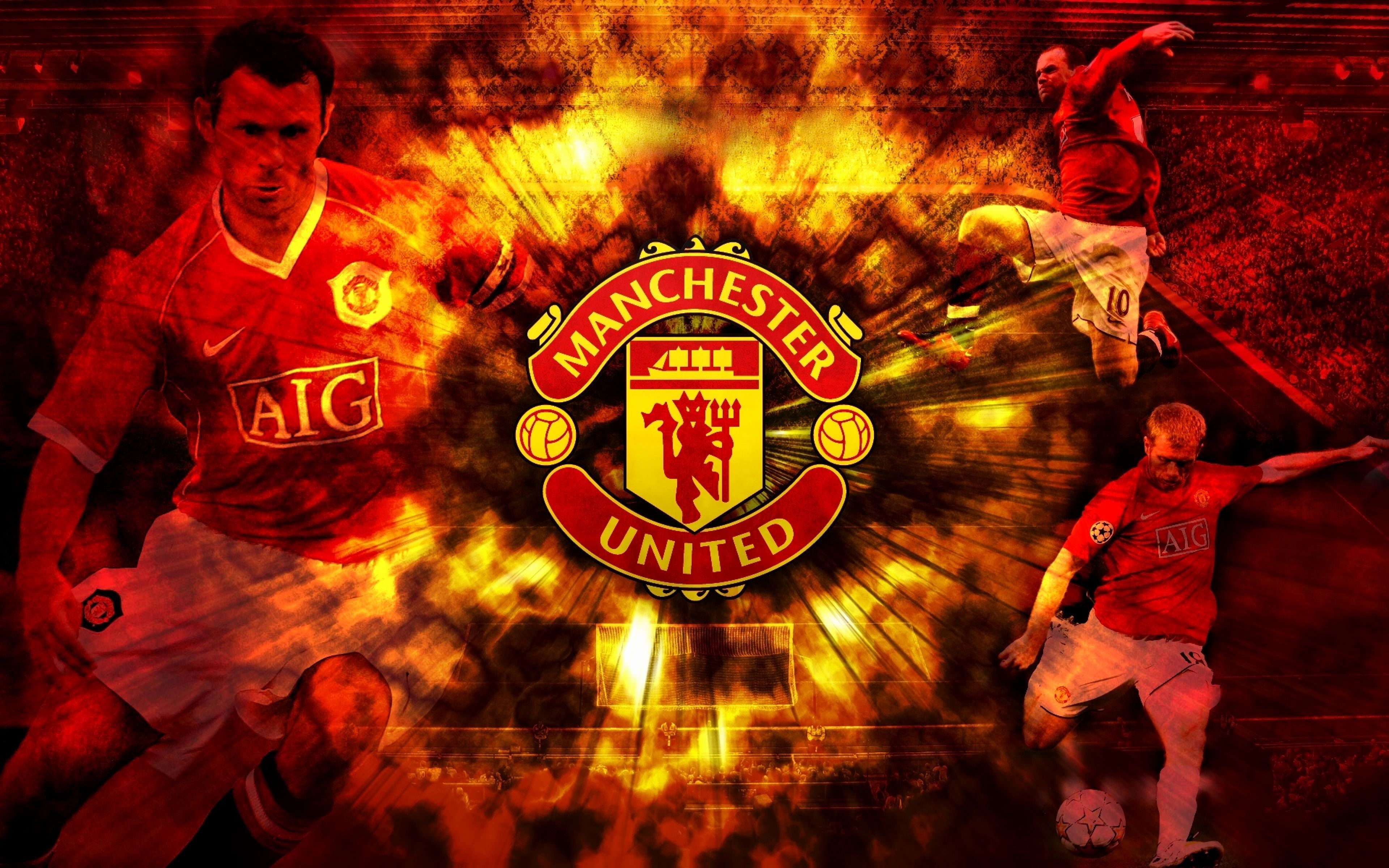 Logo Manchester United calciatori, 3840x2400 UHD, PC 4K