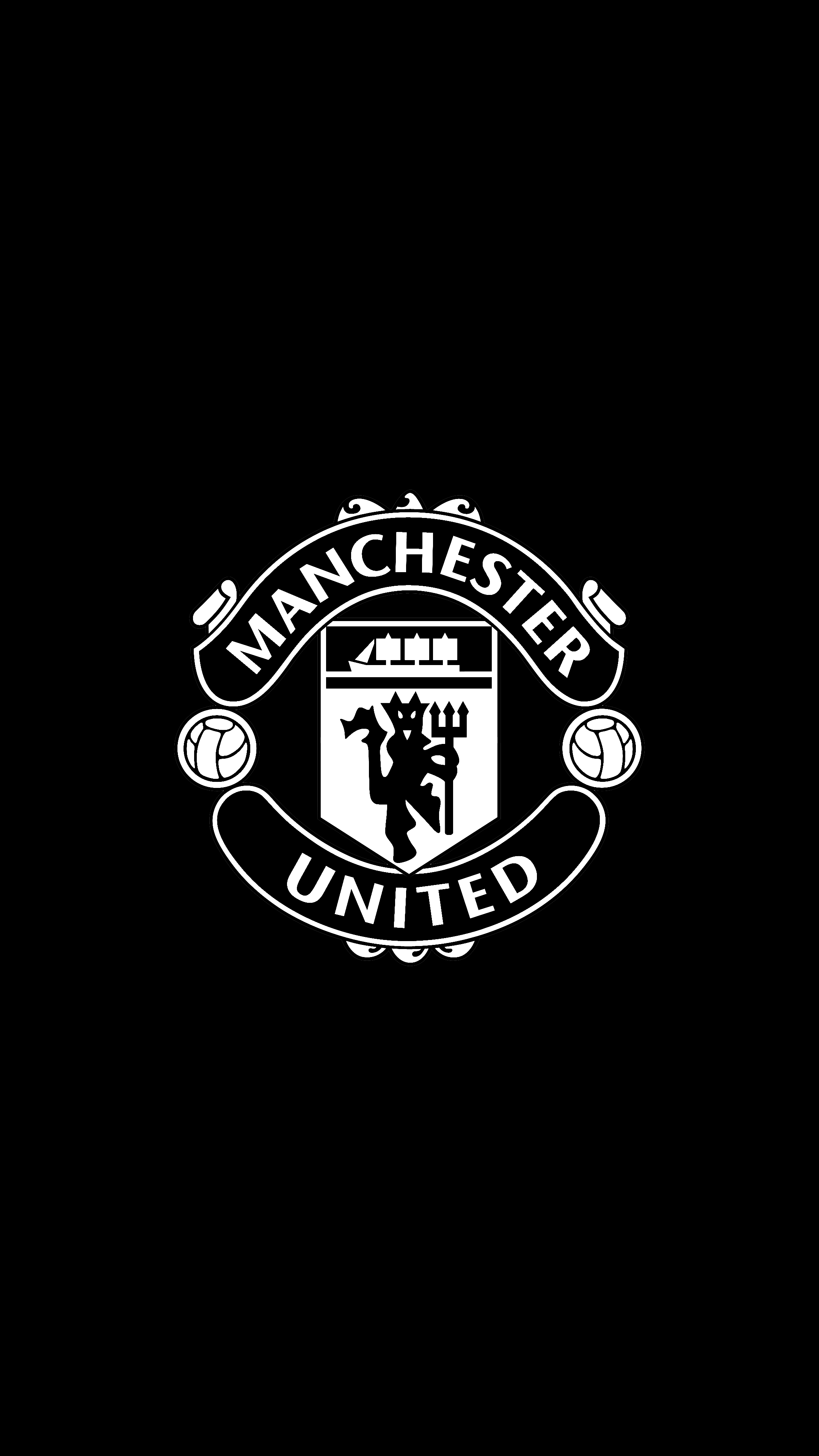 Logo Manchester United bianco nero, 2160x3840 Verticale, Mobile