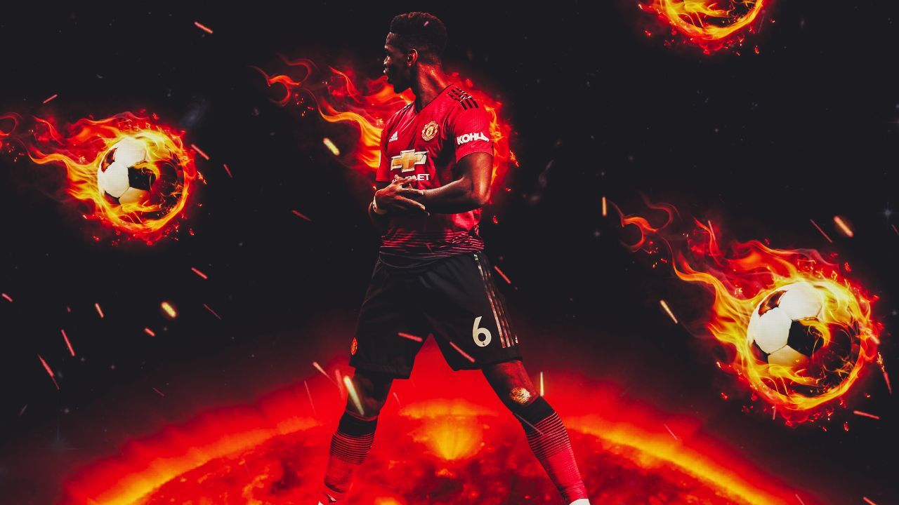 Paul Pogba Manchester United fuoco, 1280x720 720p, Laptop