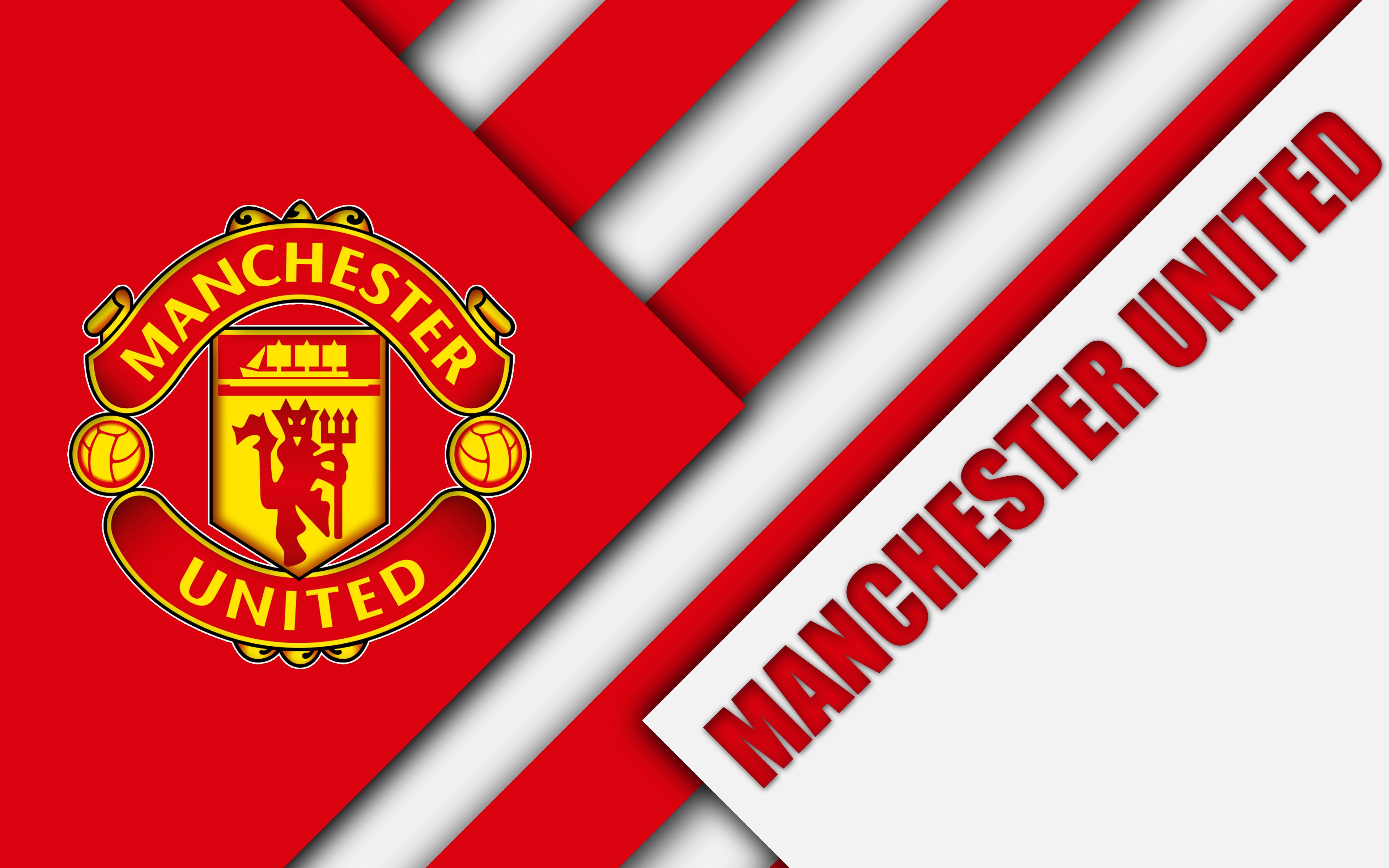 Logo Manchester United rosso bianco, 3840x2400 4K, Desktop 4K