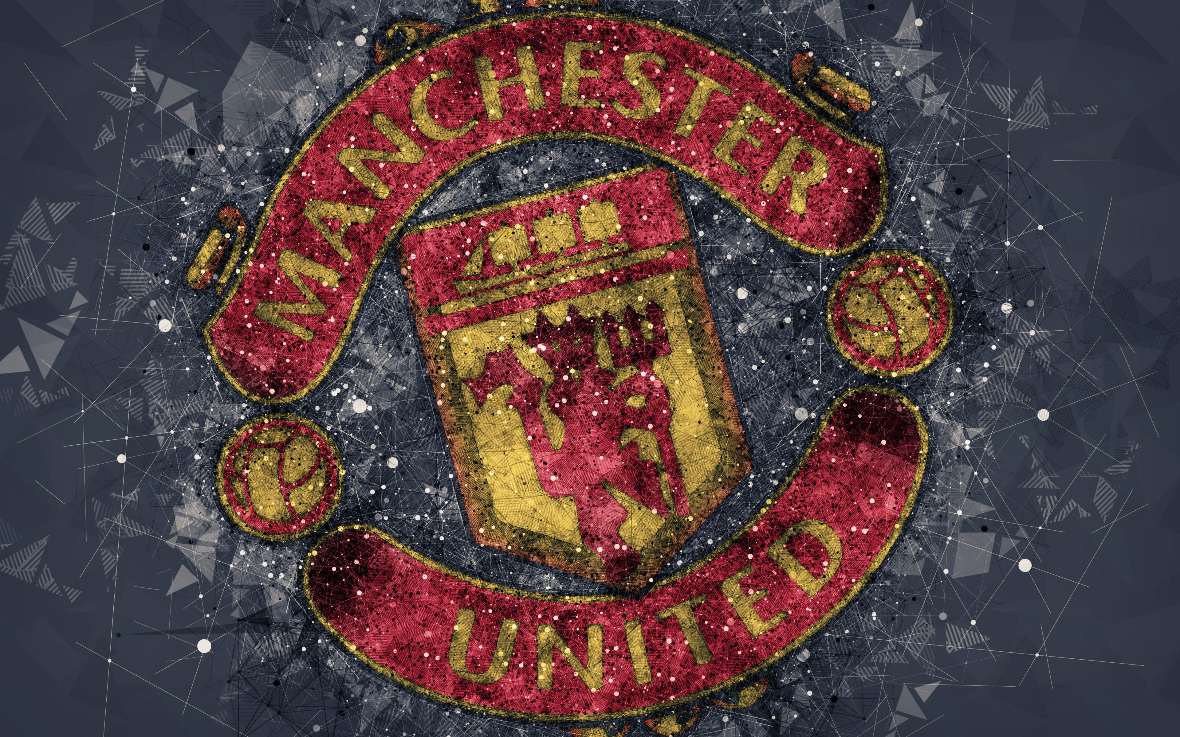 Logo Manchester United geometrico, 3840x2400 4K, Smart TV 4K