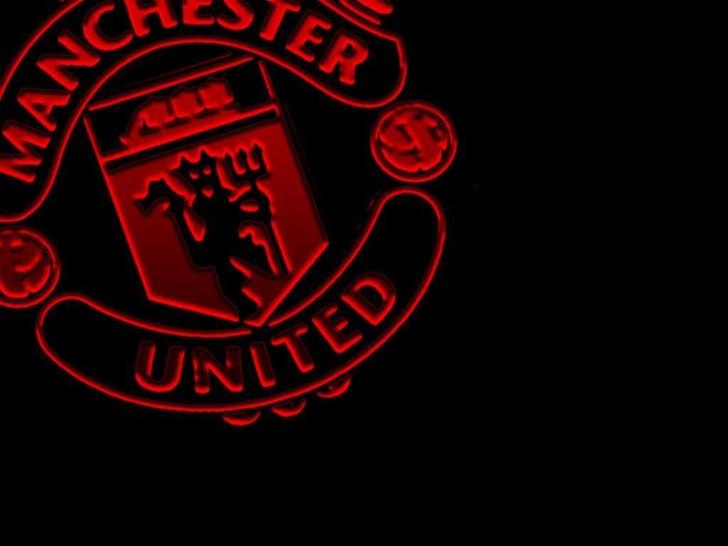 Logo Manchester United rosso neon, 1024x768 HD, Desktop