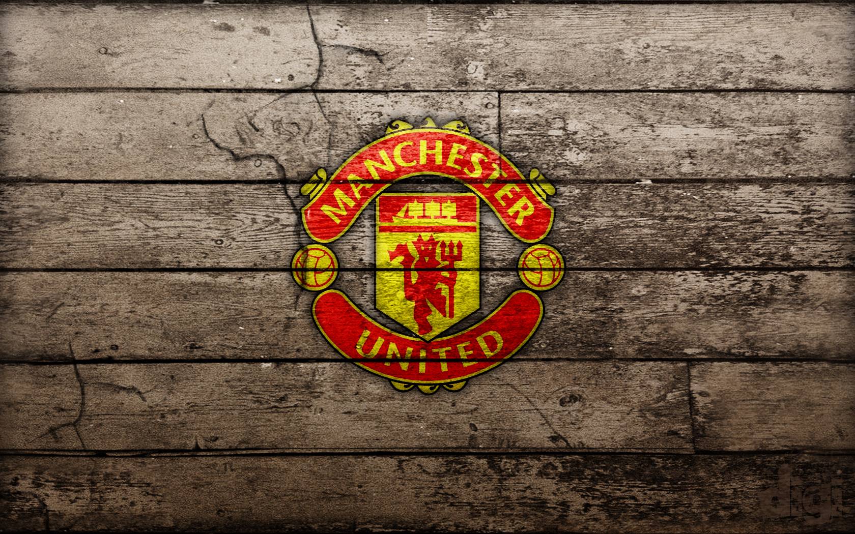 Logo Manchester United su legno, 1680x1050 HD Ready, PC