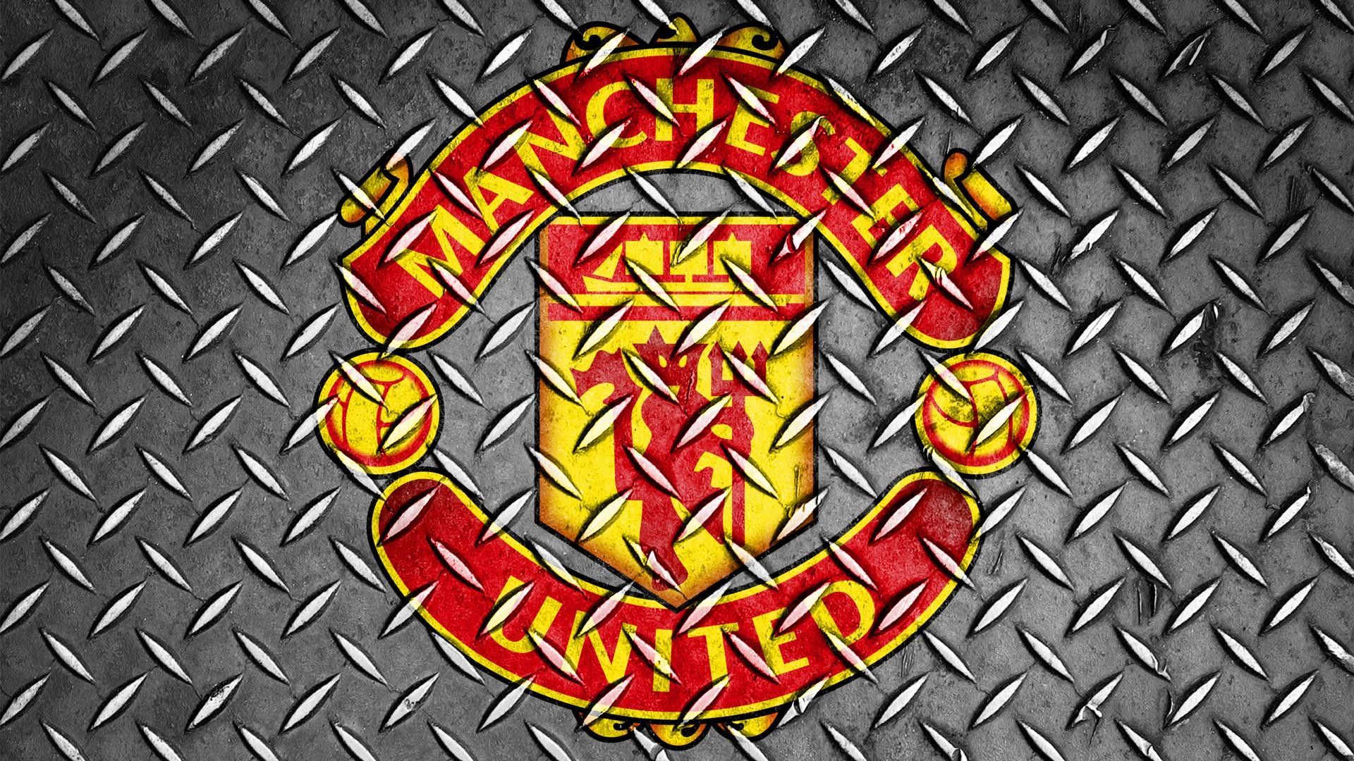 Logo Manchester United su metallo, 1920x1080 Full HD, Laptop