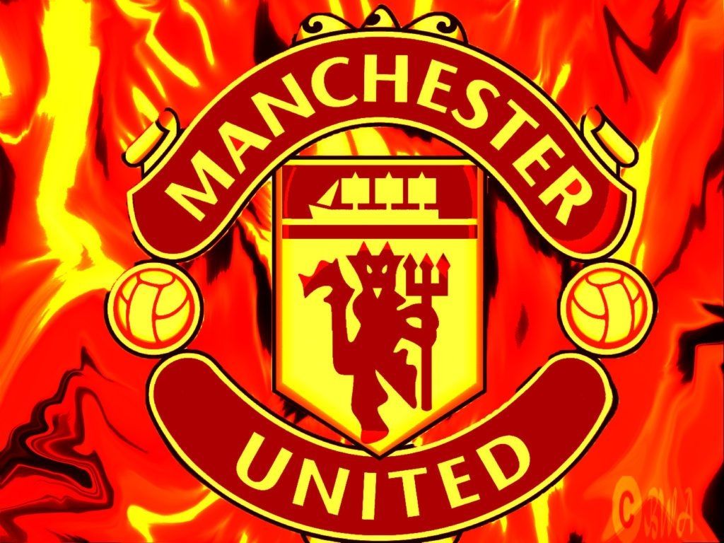 Logo Manchester United fiamme, 1024x768 HD, PC