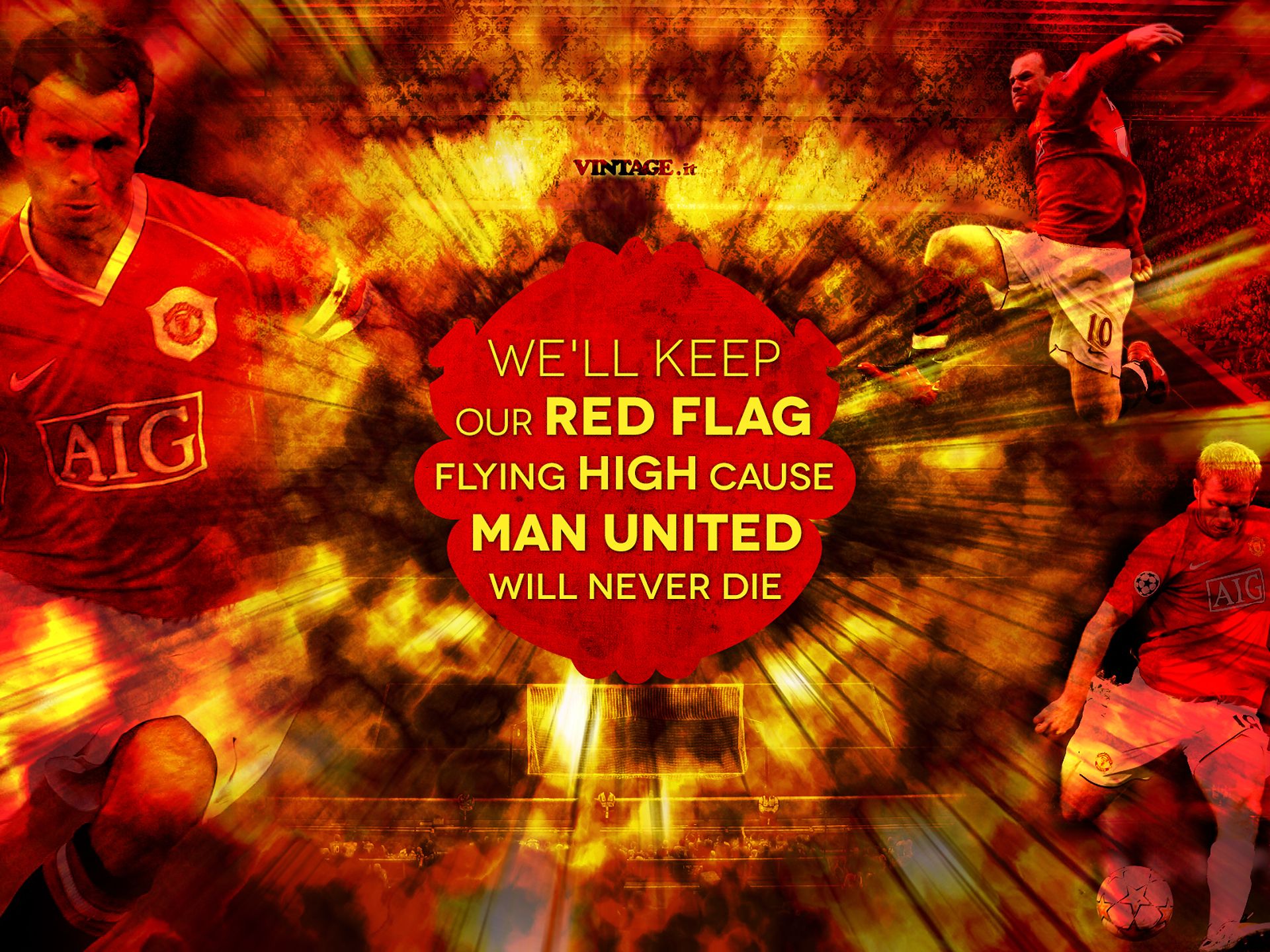Manchester United giocatori collage rosso, 1920x1440 WUXGA, Desktop