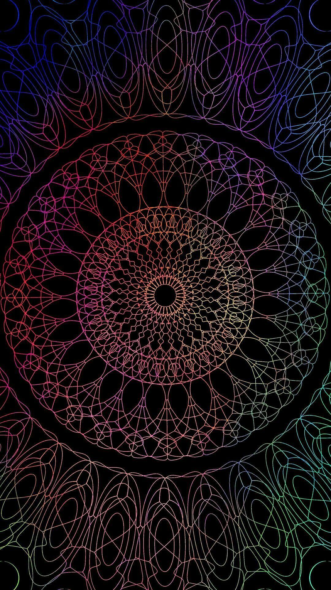 Mandala geometrico colorato scuro, 1080x1920 Verticale, Samsung Galaxy