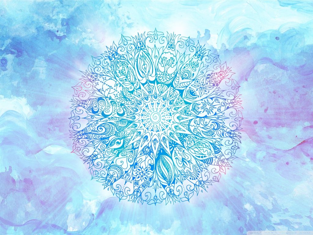 Mandala blu su acquerello, 1024x768 HD, Desktop