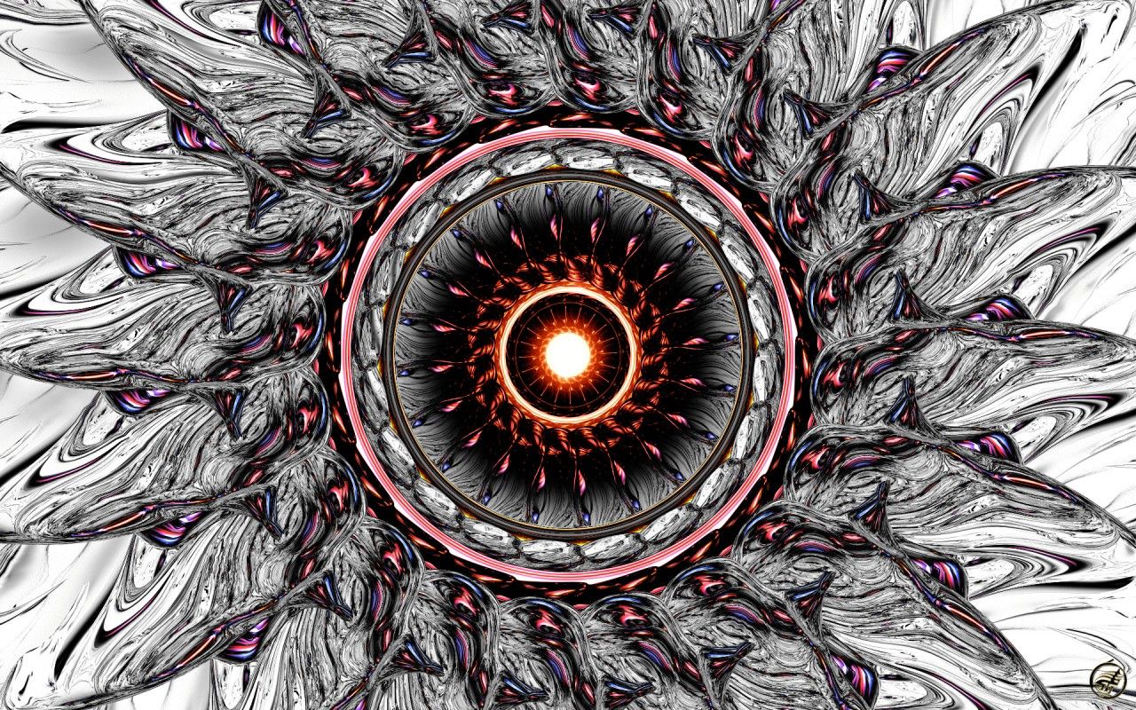 Occhio mandala frattale grigio, 1280x800 HD, Desktop