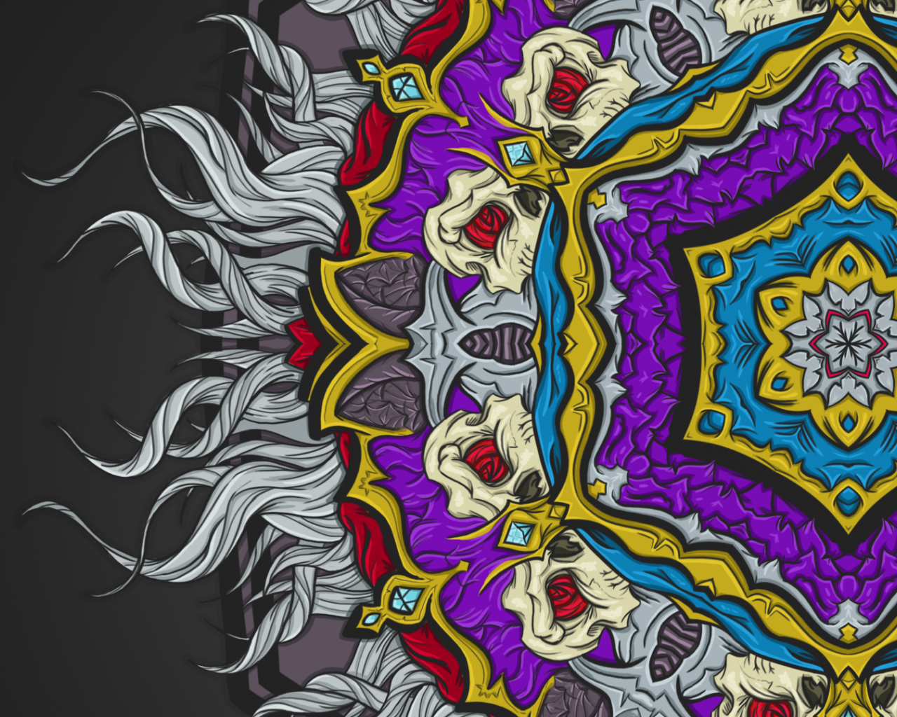 Mandala teschi viola blu, 1280x1024 HD, Notebook Gaming