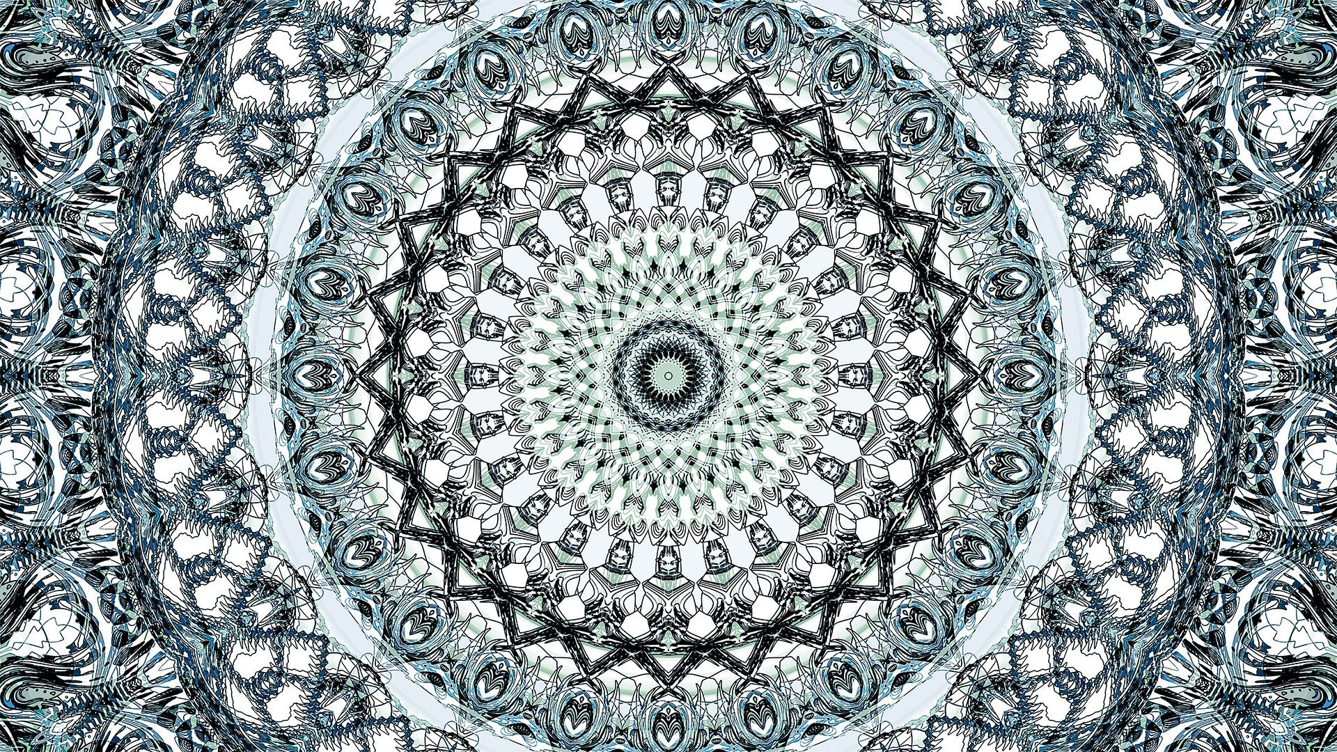 Mandala geometrico bianco e nero, 1920x1080 Full HD, PC