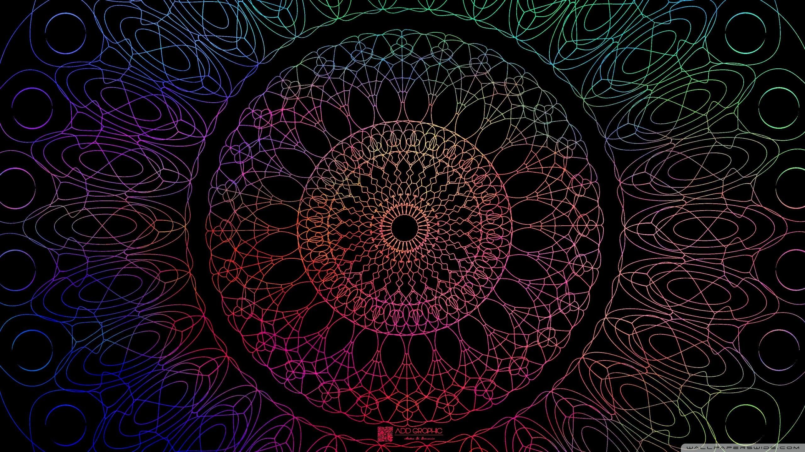 Mandala geometrico su sfondo scuro, 2560x1440 2K, Desktop