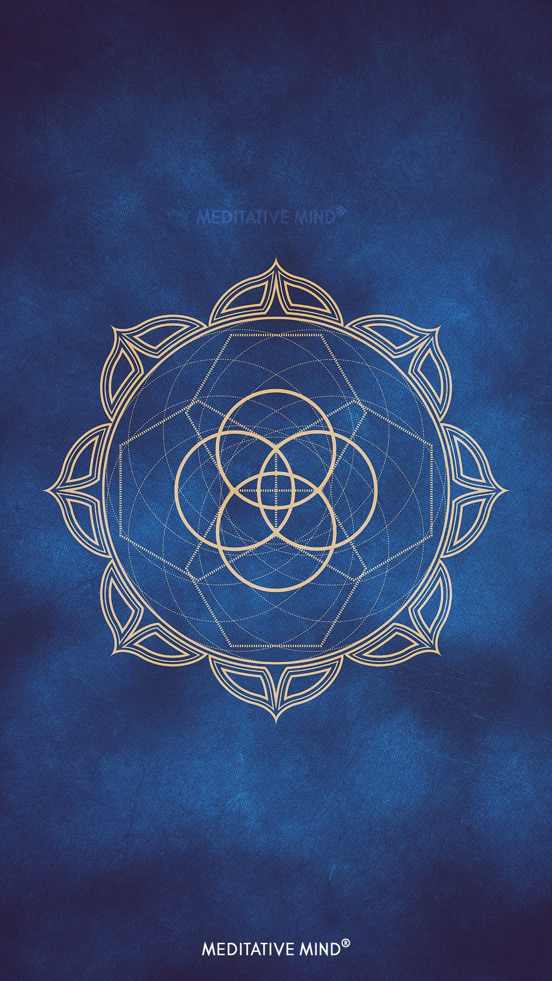 Mandala geometrico blu dorato, 1080x1920 Verticale, Telefono