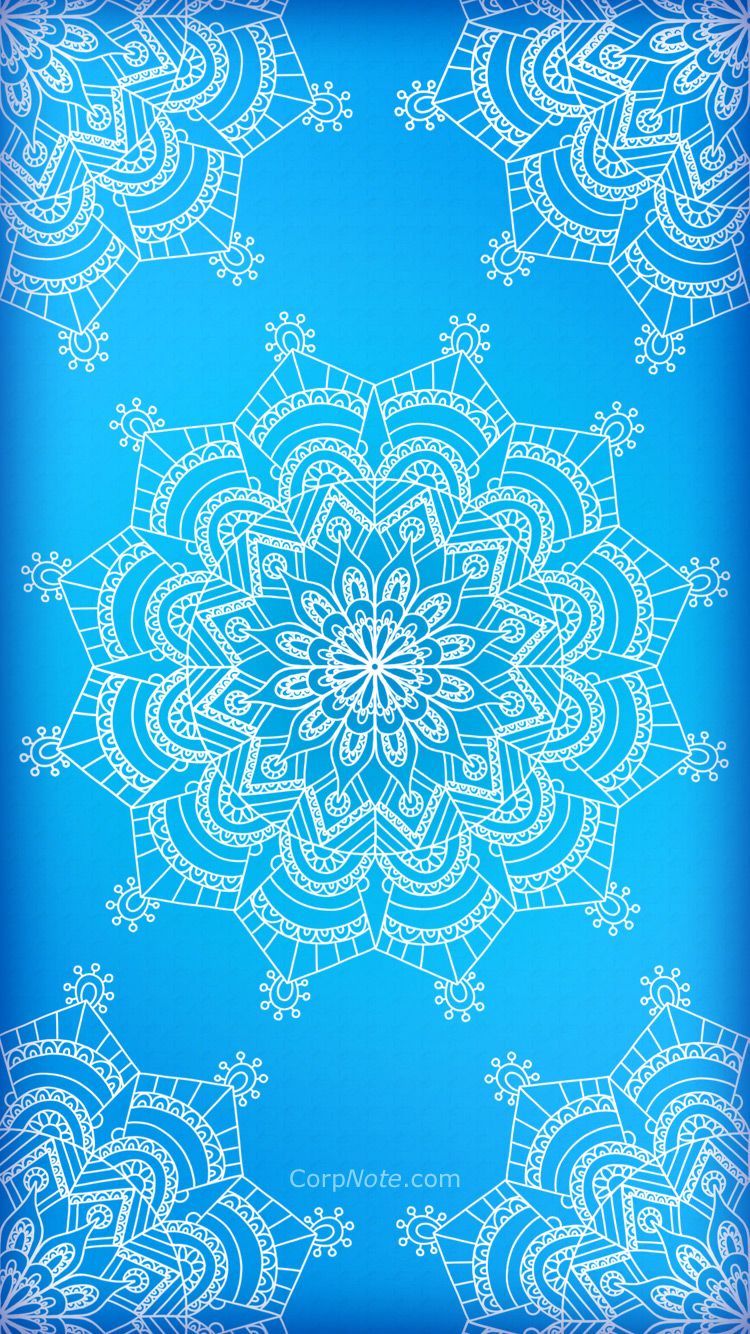 Mandala bianco su blu, 750x1334 Verticale, Mobile