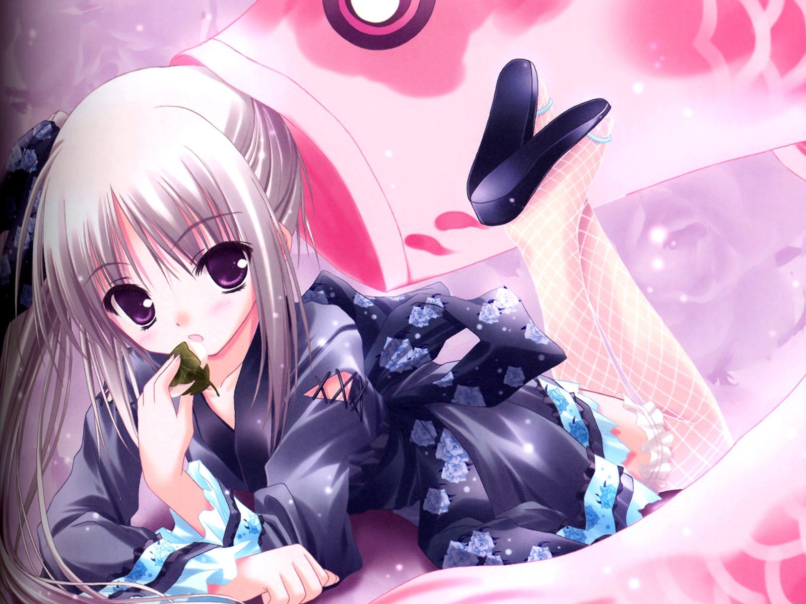Ragazza anime kimono nero, 1600x1200 HD, PC