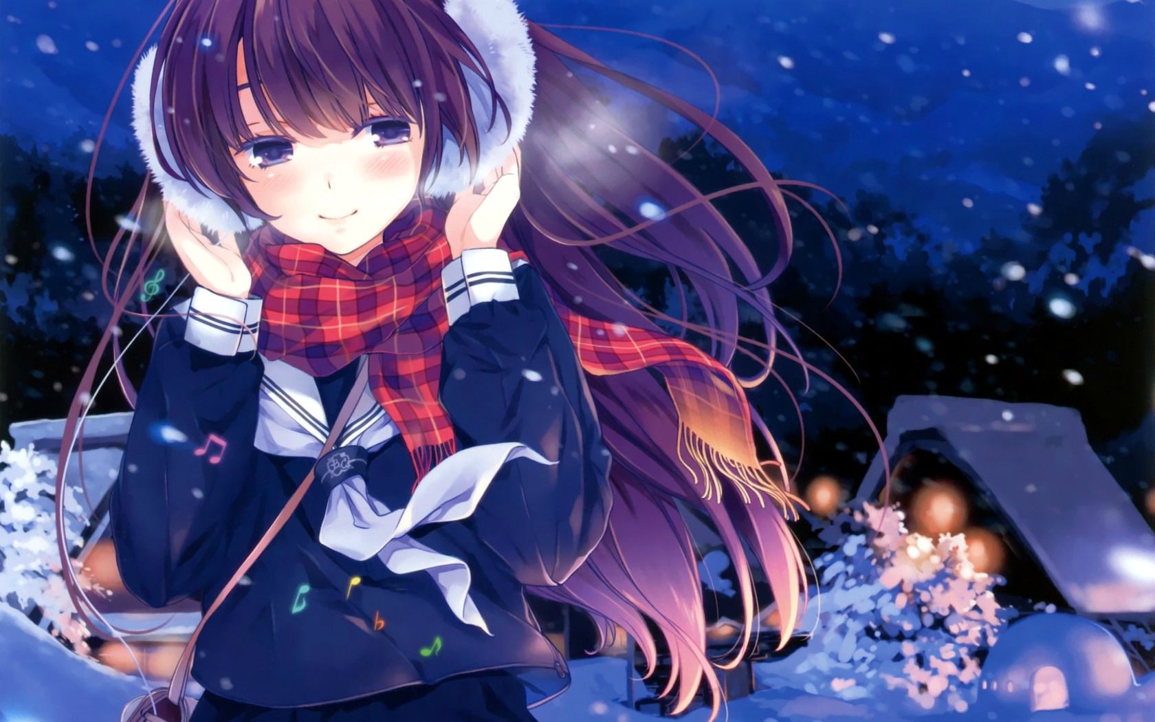 Ragazza anime neve invernale, 1680x1050 HD Ready, PC